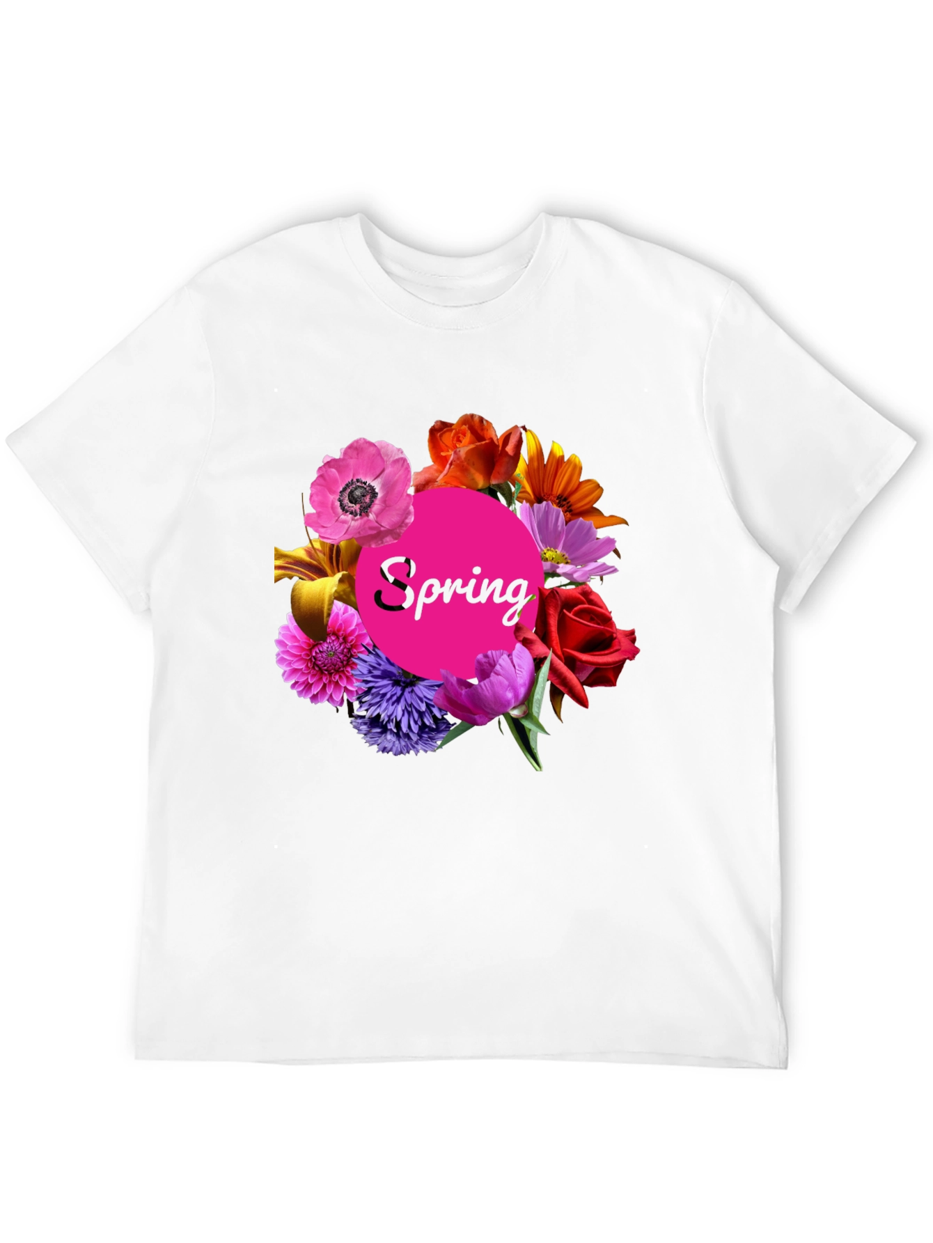Spring Floral Black T-Shirt