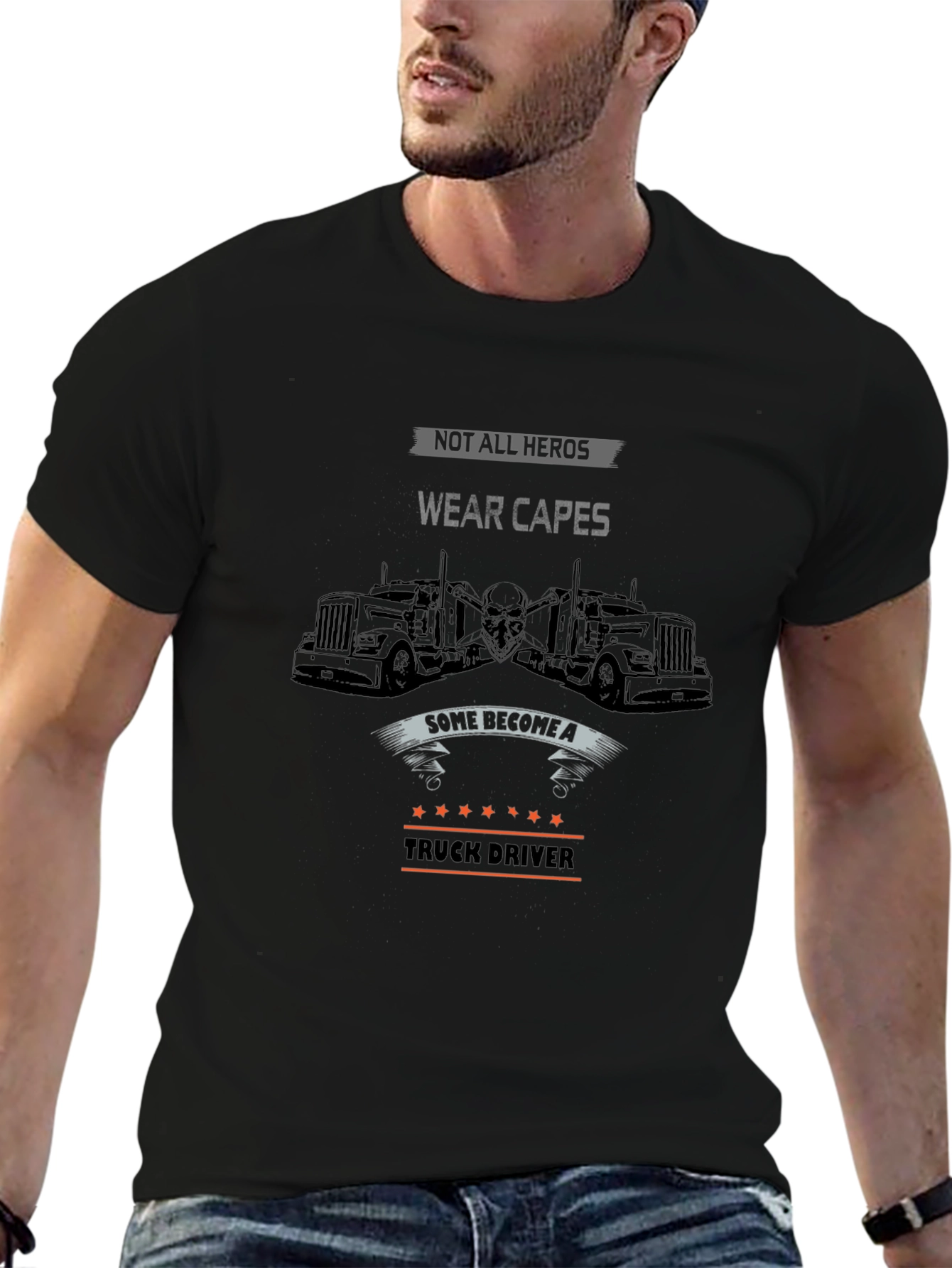 Truck Driver Hero Graphic Tee - Black