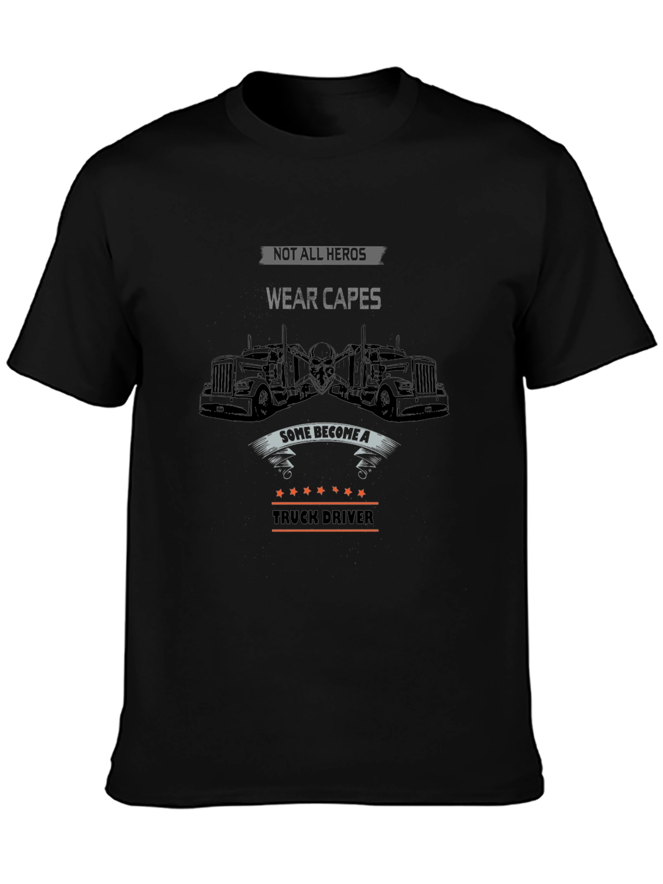 Truck Driver Hero Graphic Tee - Black
