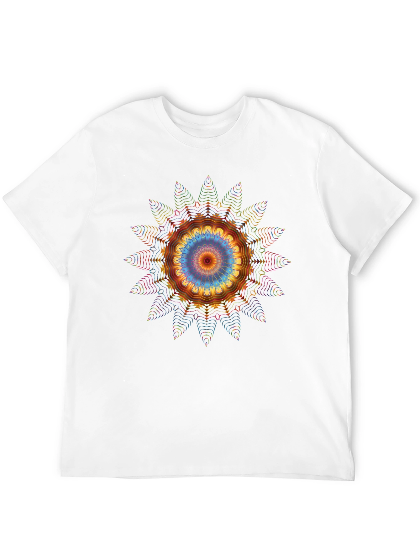 Vibrant Mandala Graphic Tee - Black Cotton Blend
