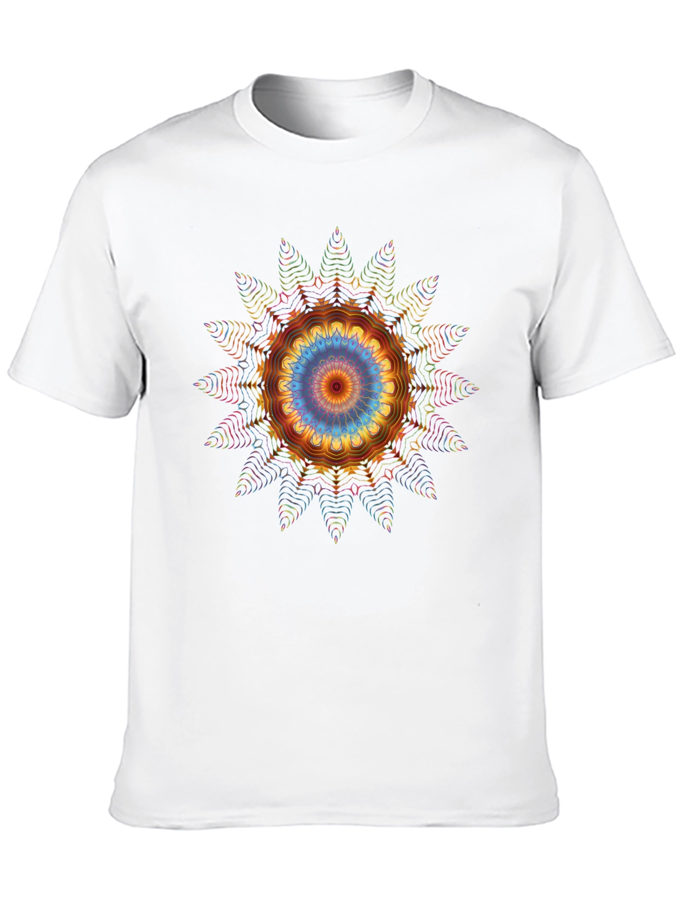 Vibrant Mandala Graphic Tee - Black Cotton Blend