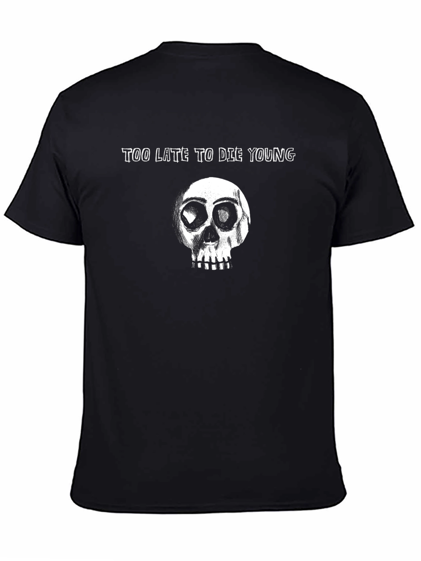 Too Late To Die Young Skull Graphic T-Shirt