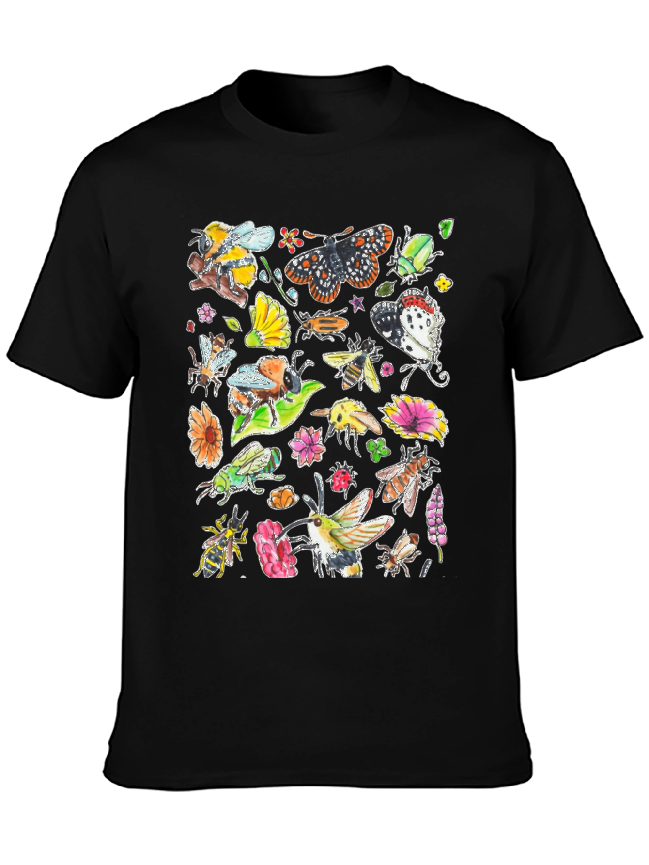 Nature Insects Black T-Shirt