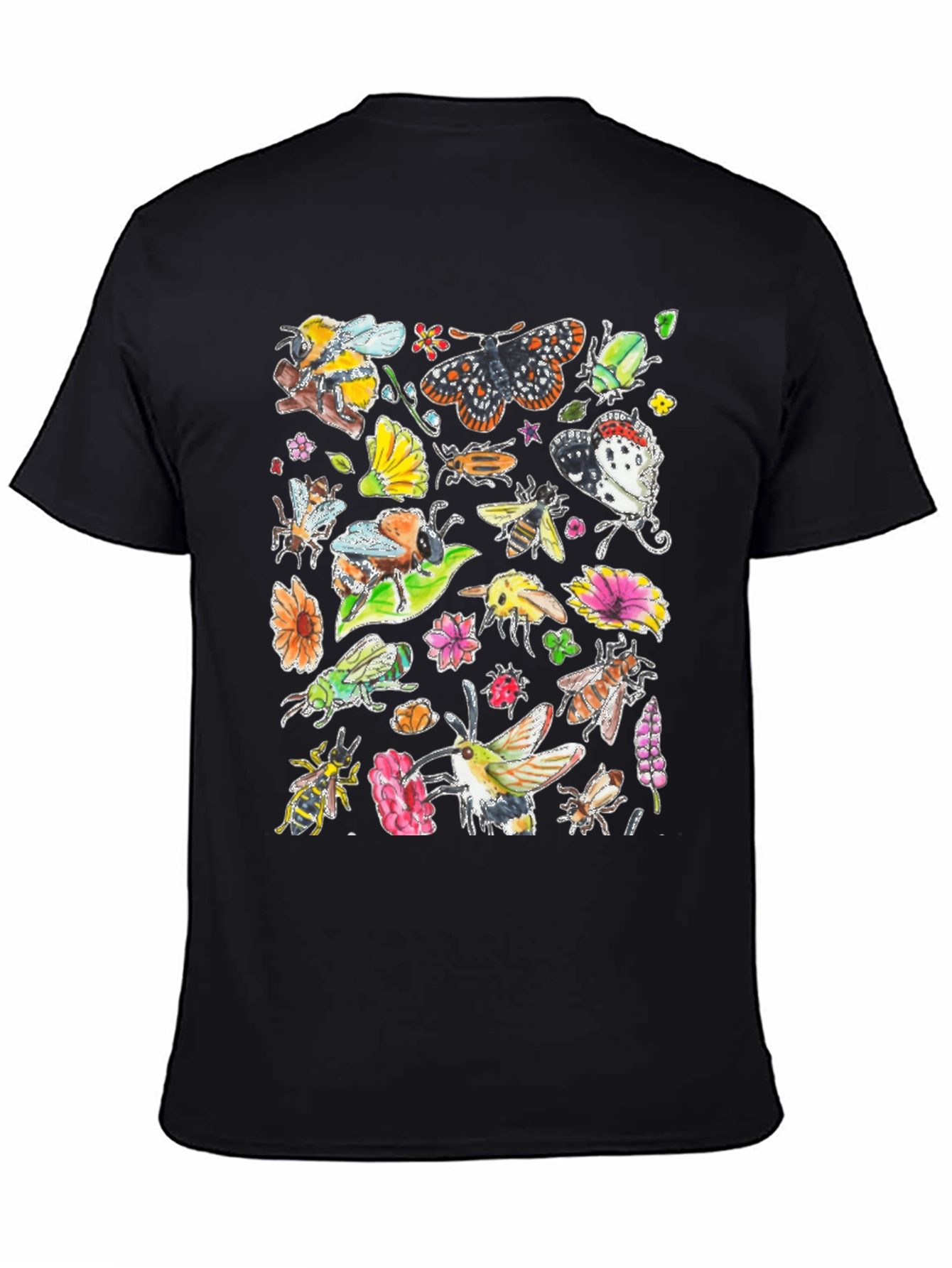 Nature Insects Black T-Shirt