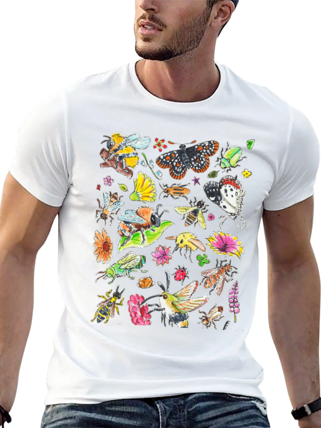 Nature Insects Black T-Shirt