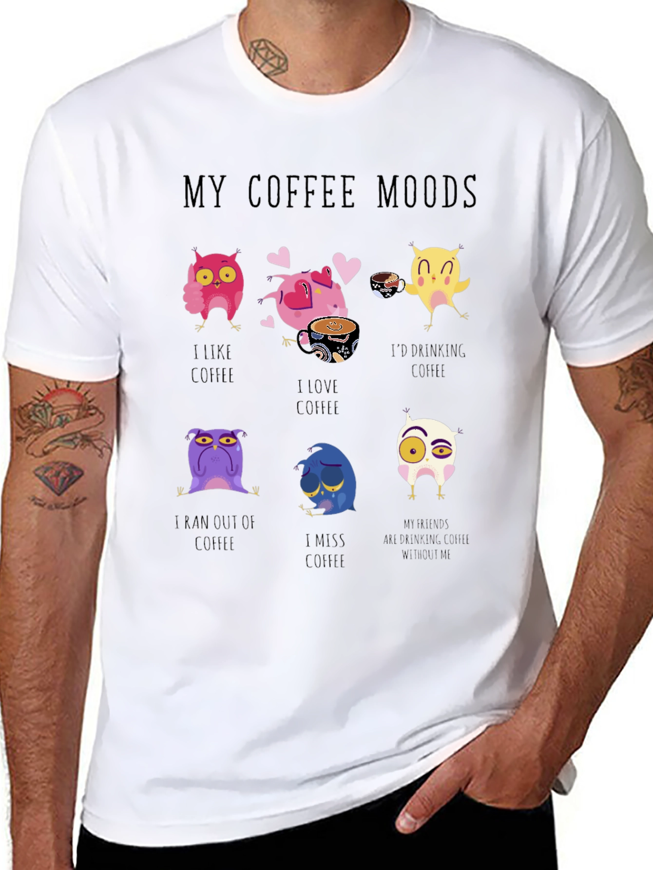 My Coffee Moods Graphic T-Shirt - Owl Lover Edition