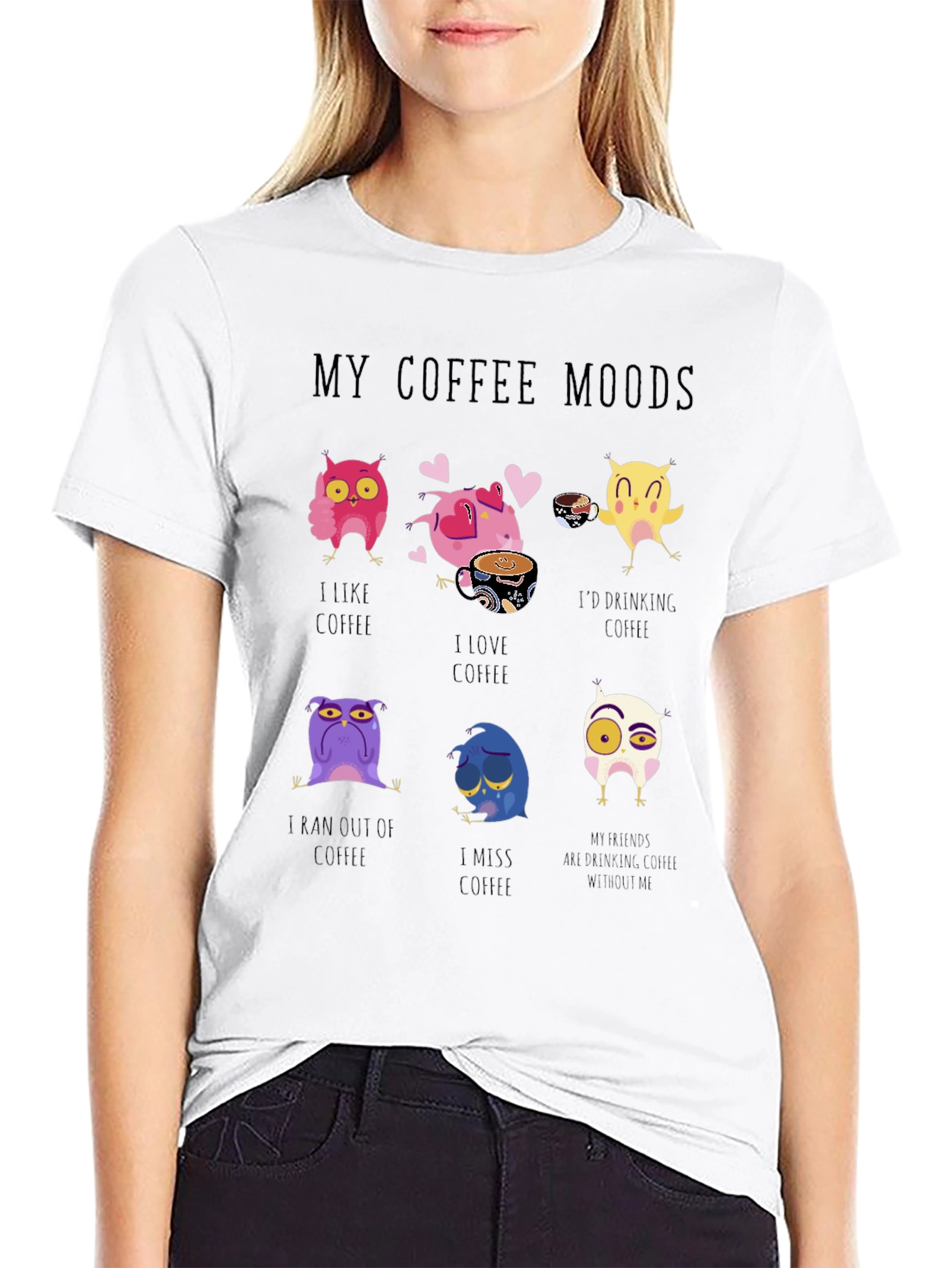 My Coffee Moods Graphic T-Shirt - Owl Lover Edition