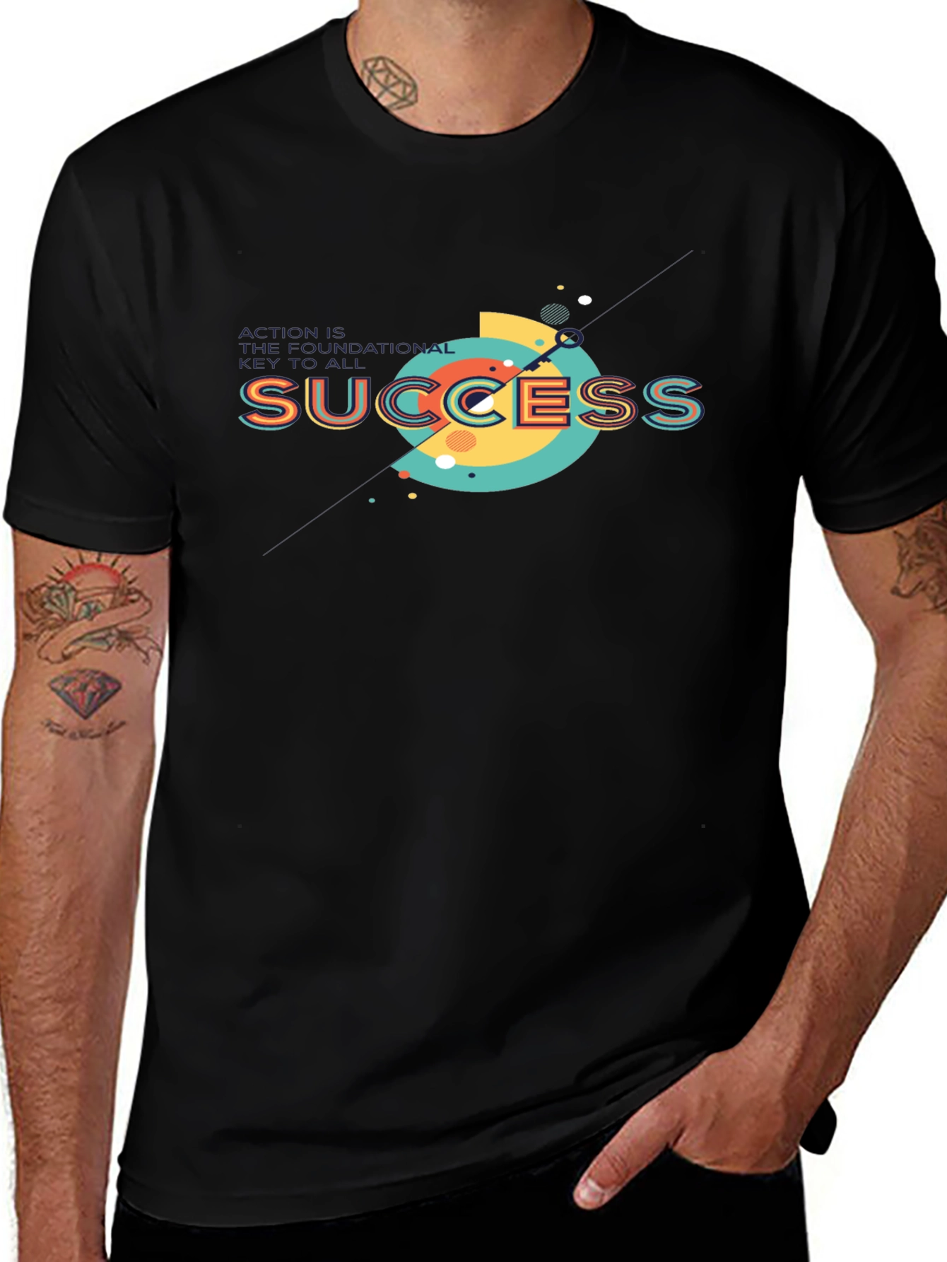 Success Graphic Print Black T-Shirt