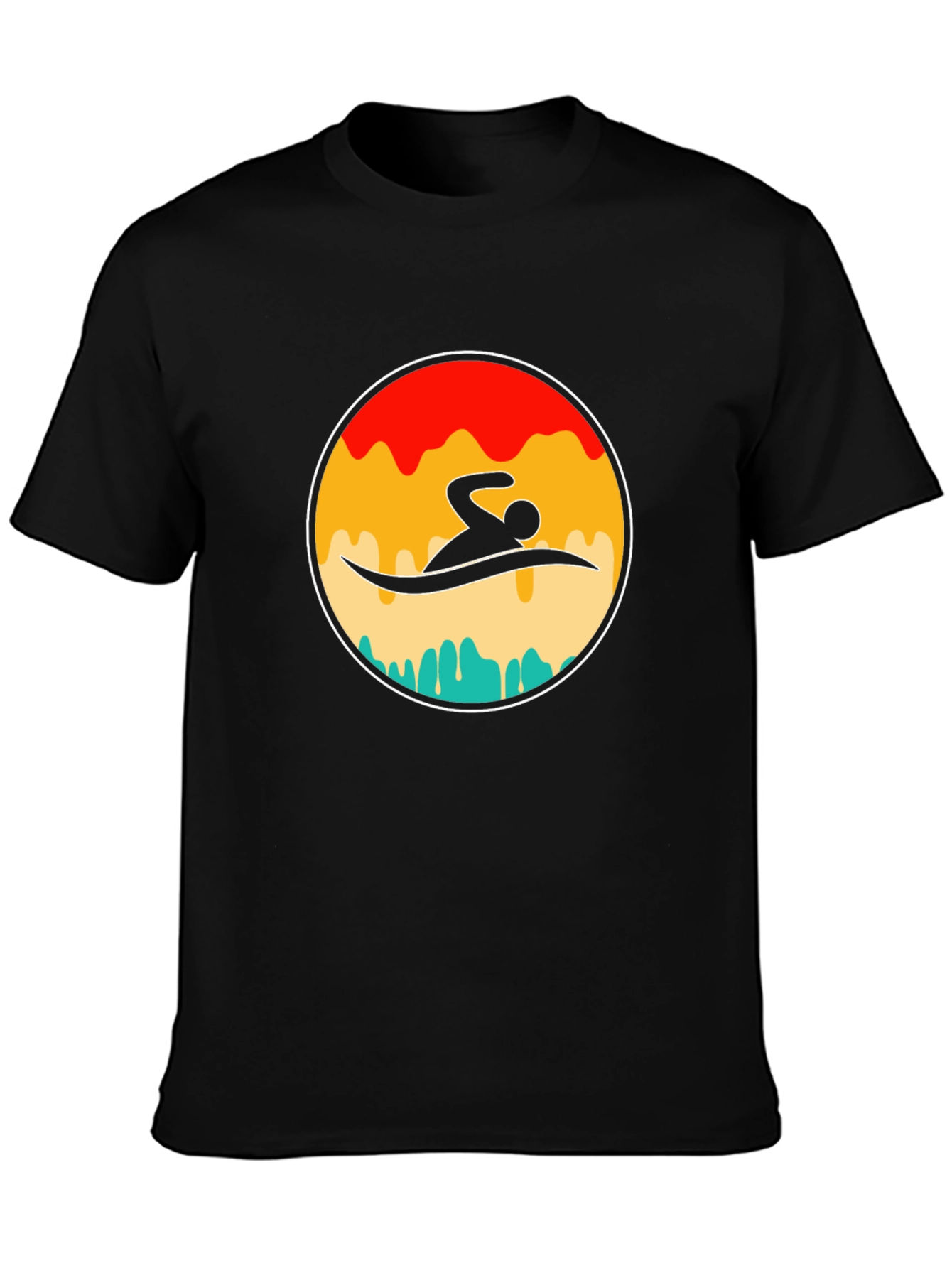 Swimmer Graphic Tee - Retro Style Black T-Shirt