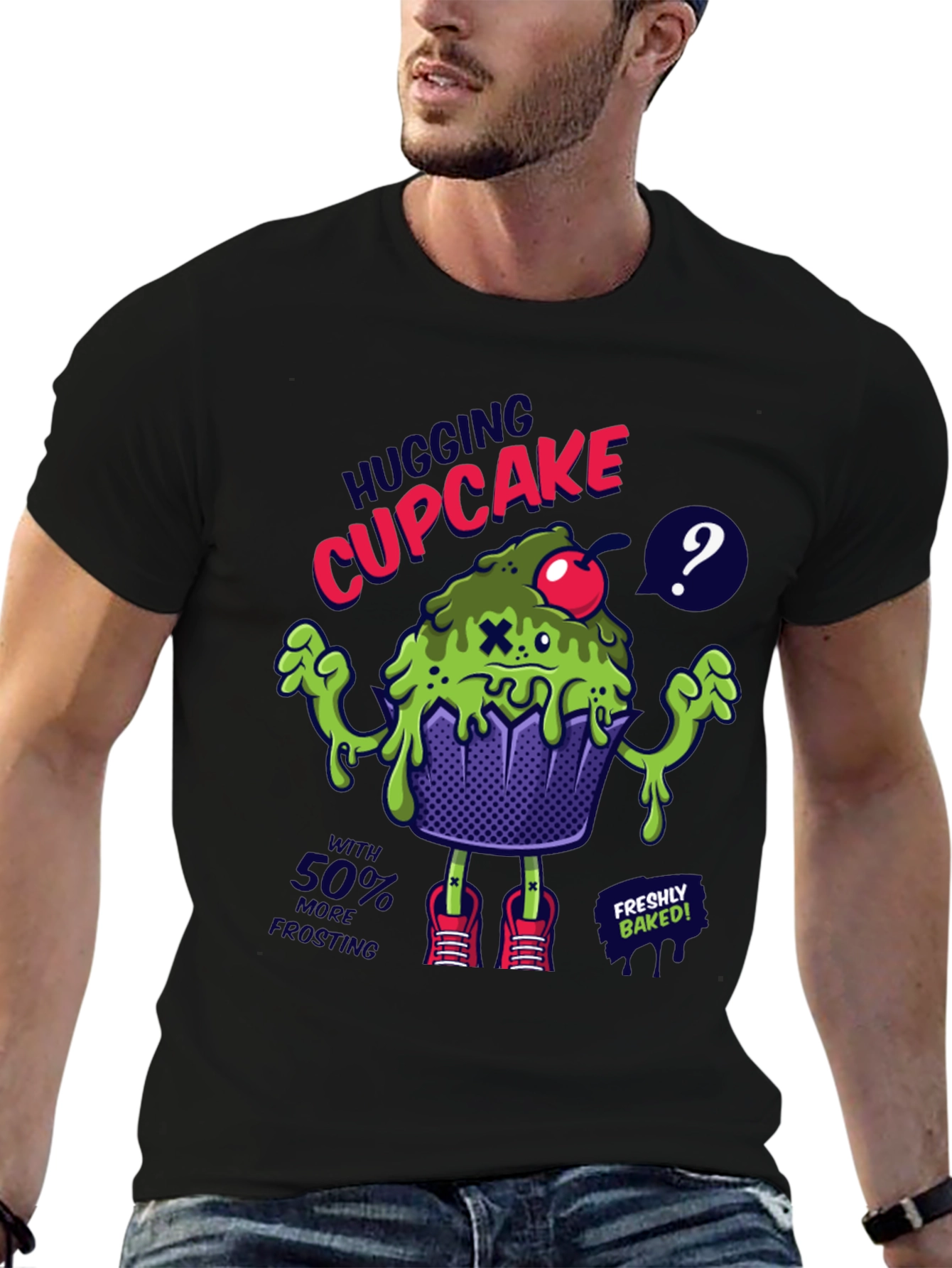 Hugging Cupcake Graphic Tee - Novelty Design