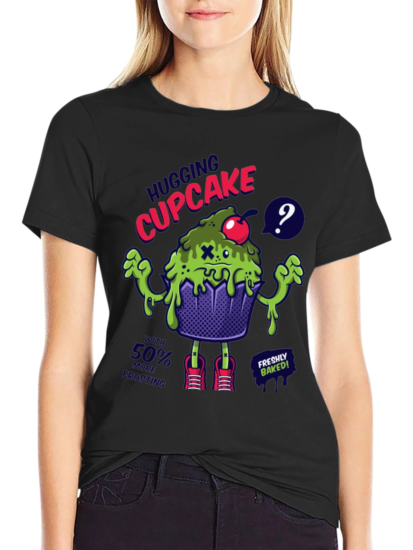 Hugging Cupcake Graphic Tee - Novelty Design