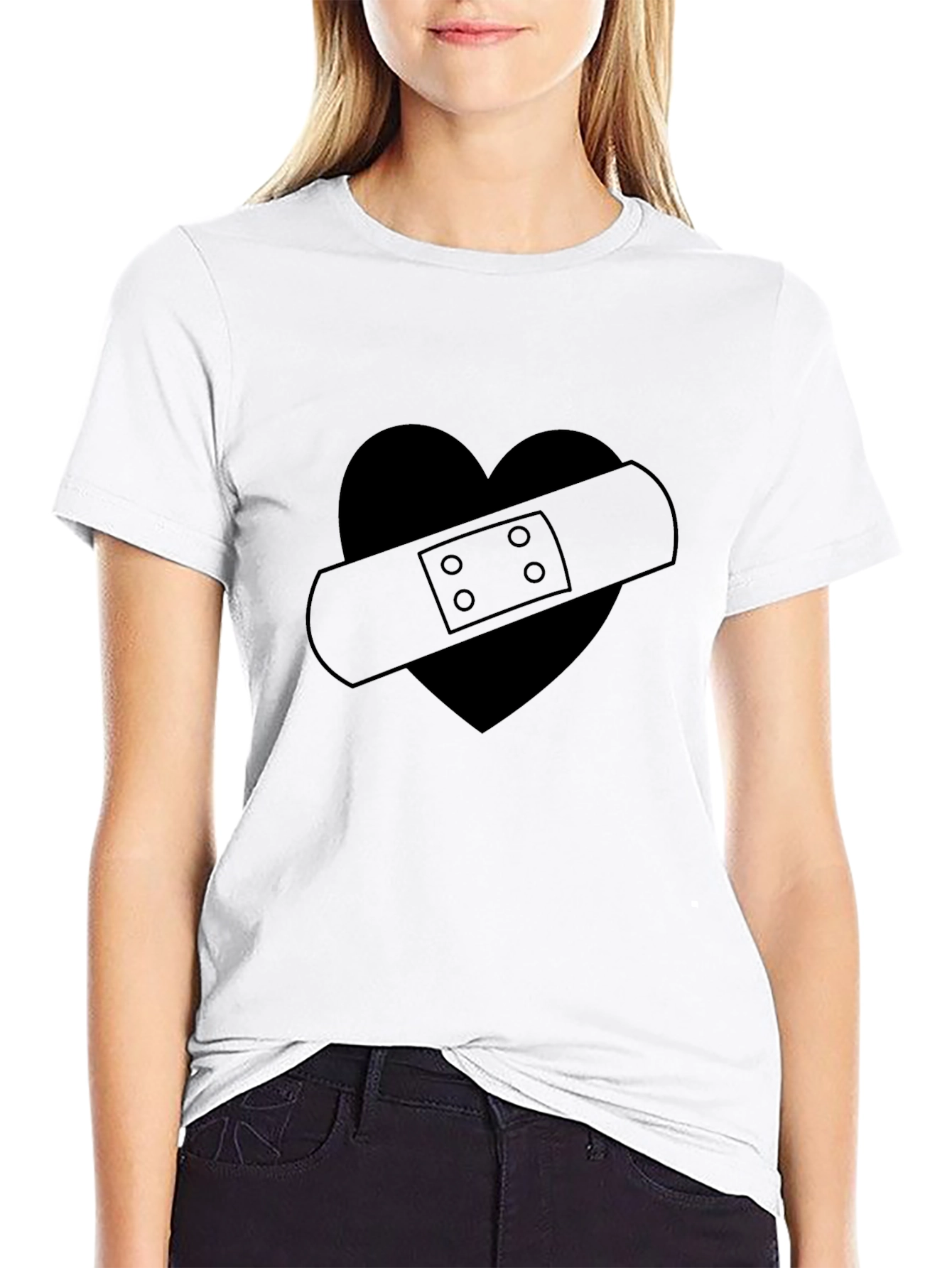 Broken Heart Bandage Graphic T-Shirt