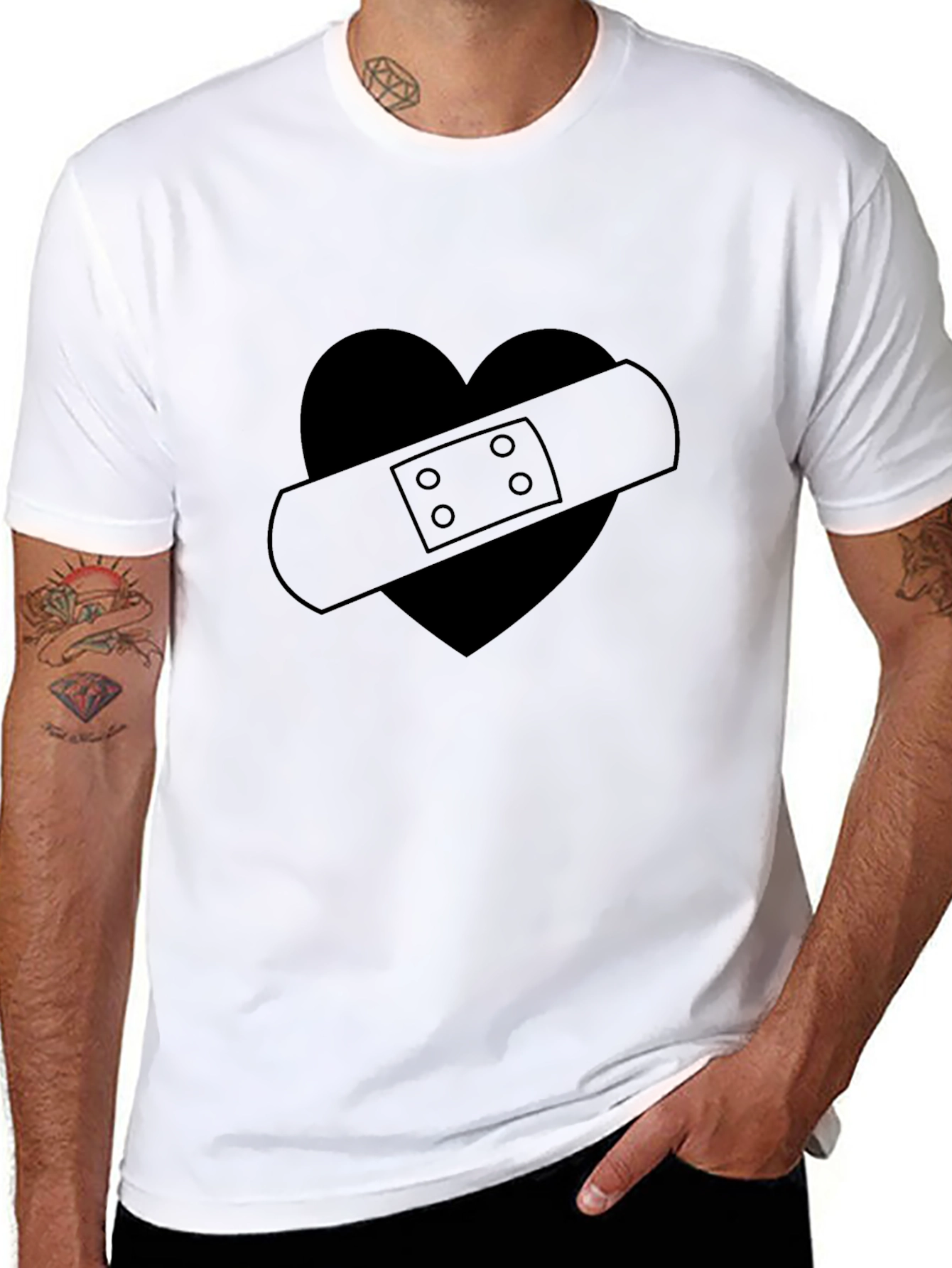 Broken Heart Bandage Graphic T-Shirt