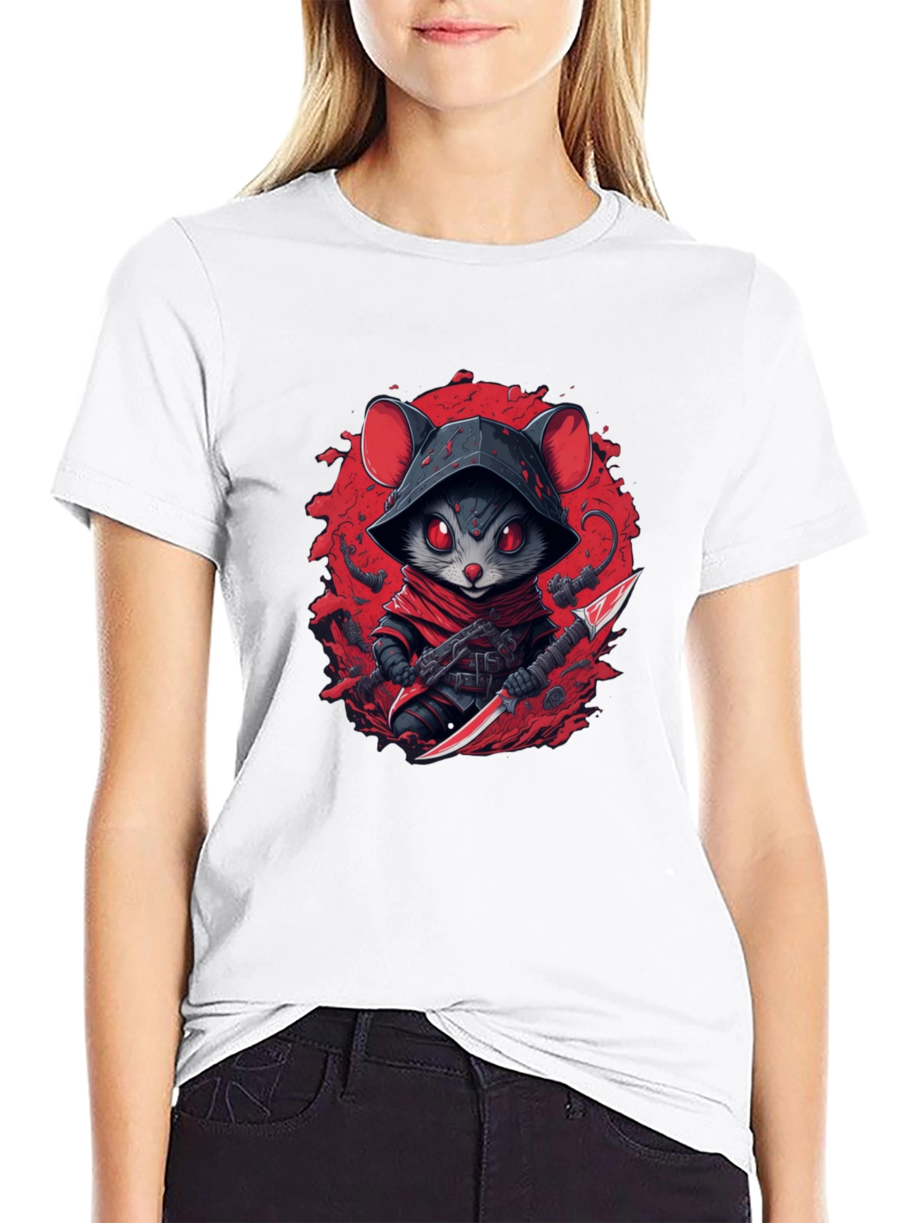 Ninja Mouse Graphic Tee - Cool Cartoon Animal T-Shirt