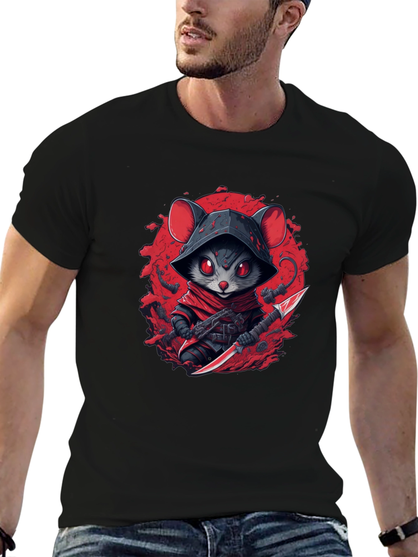 Ninja Mouse Graphic Tee - Cool Cartoon Animal T-Shirt