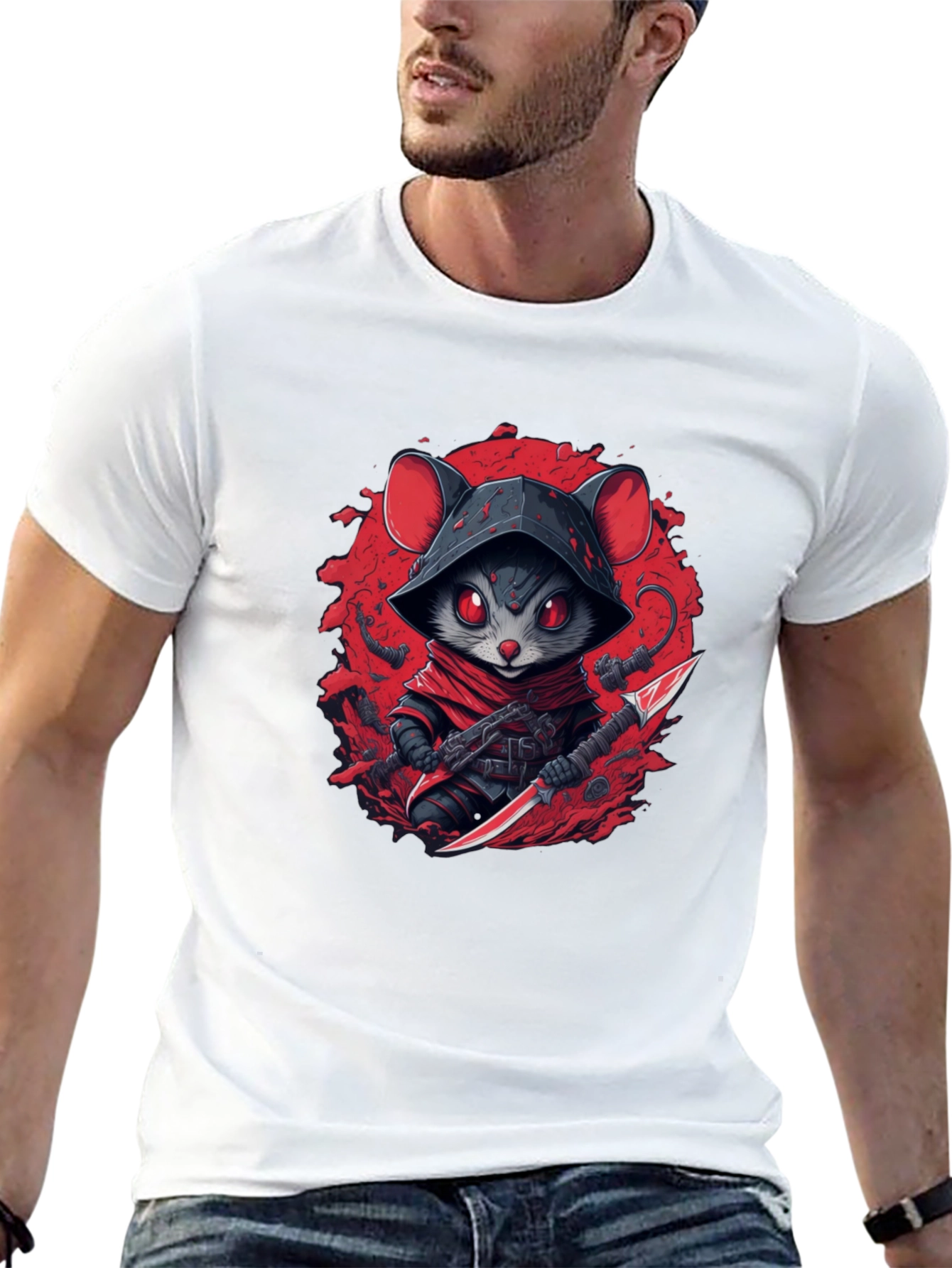 Ninja Mouse Graphic Tee - Cool Cartoon Animal T-Shirt
