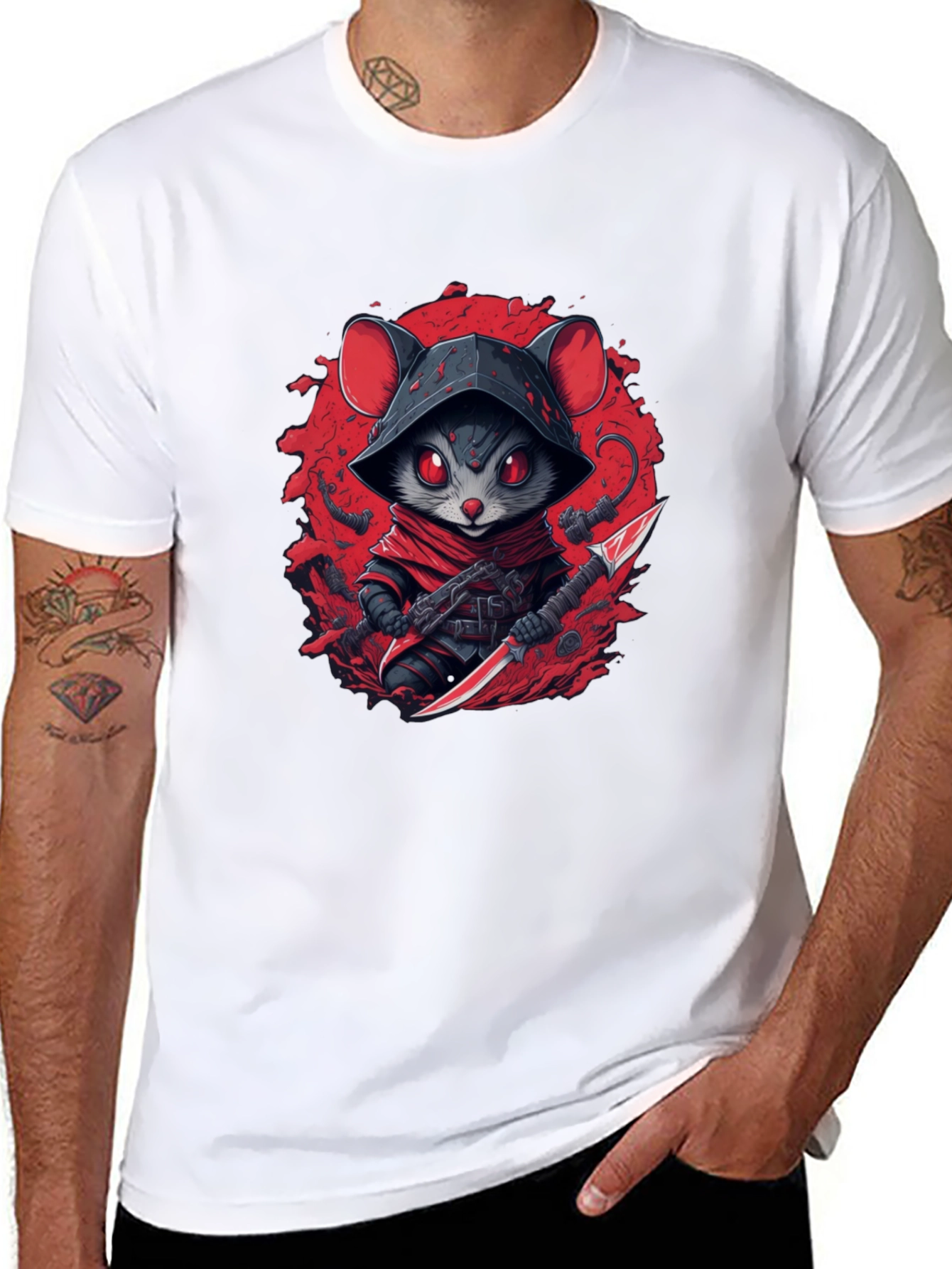 Ninja Mouse Graphic Tee - Cool Cartoon Animal T-Shirt