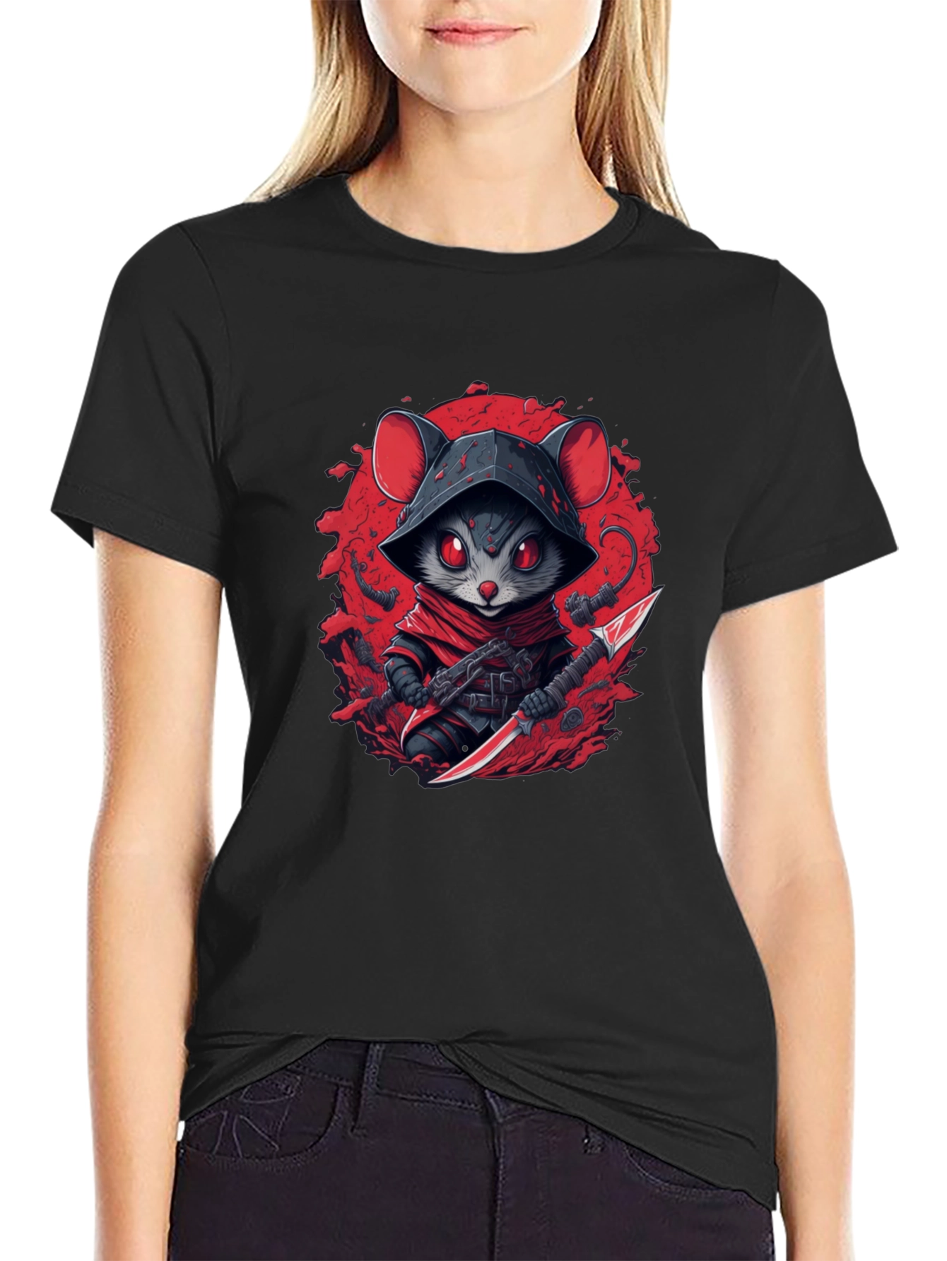 Ninja Mouse Graphic Tee - Cool Cartoon Animal T-Shirt