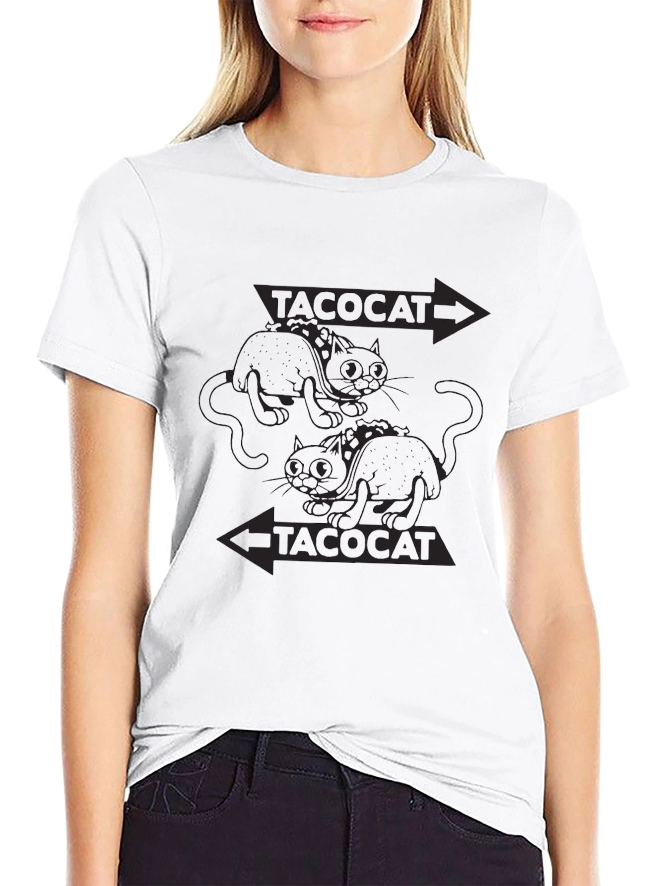 Tacocat Reversible Cat T-Shirt - Black
