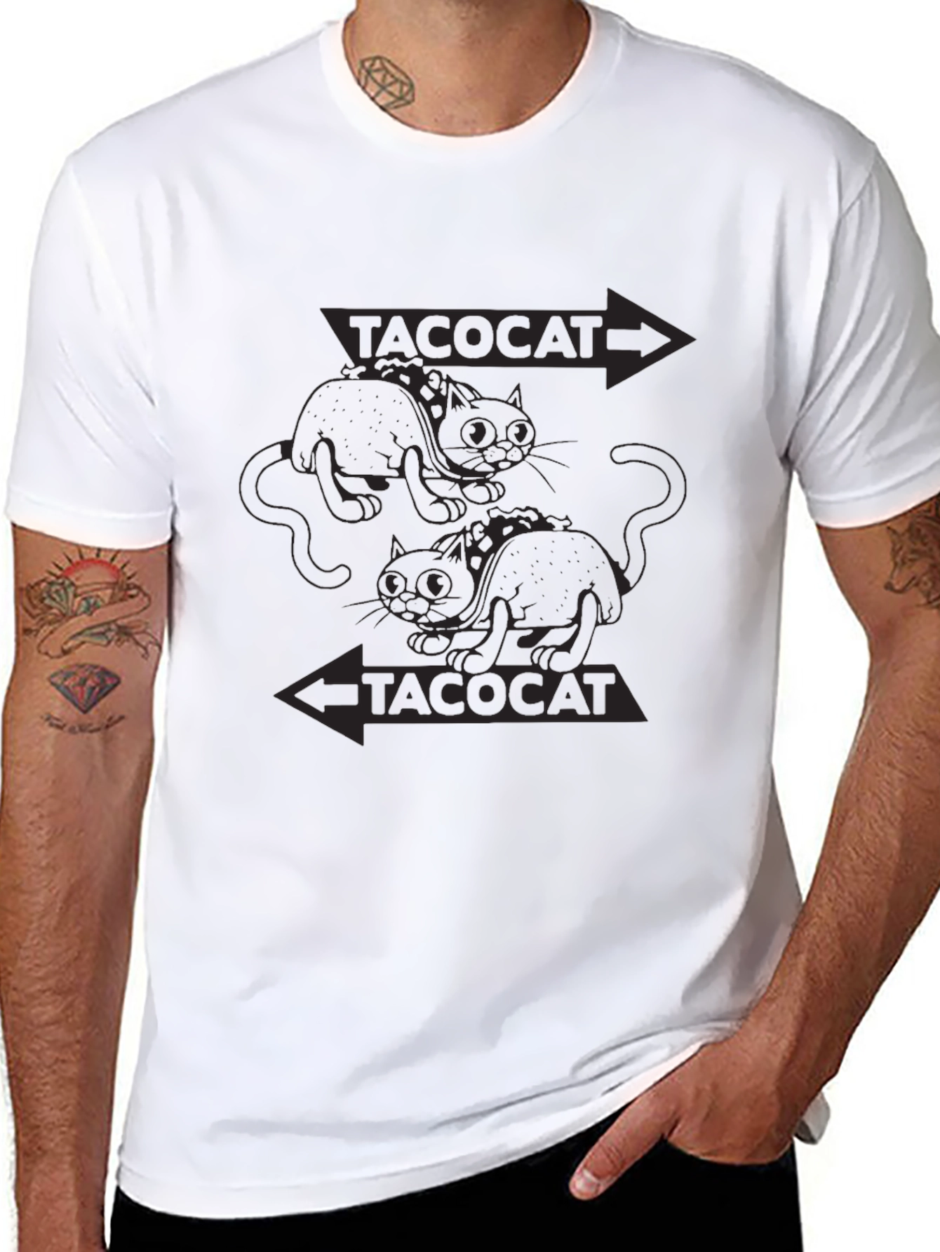 Tacocat Reversible Cat T-Shirt - Black