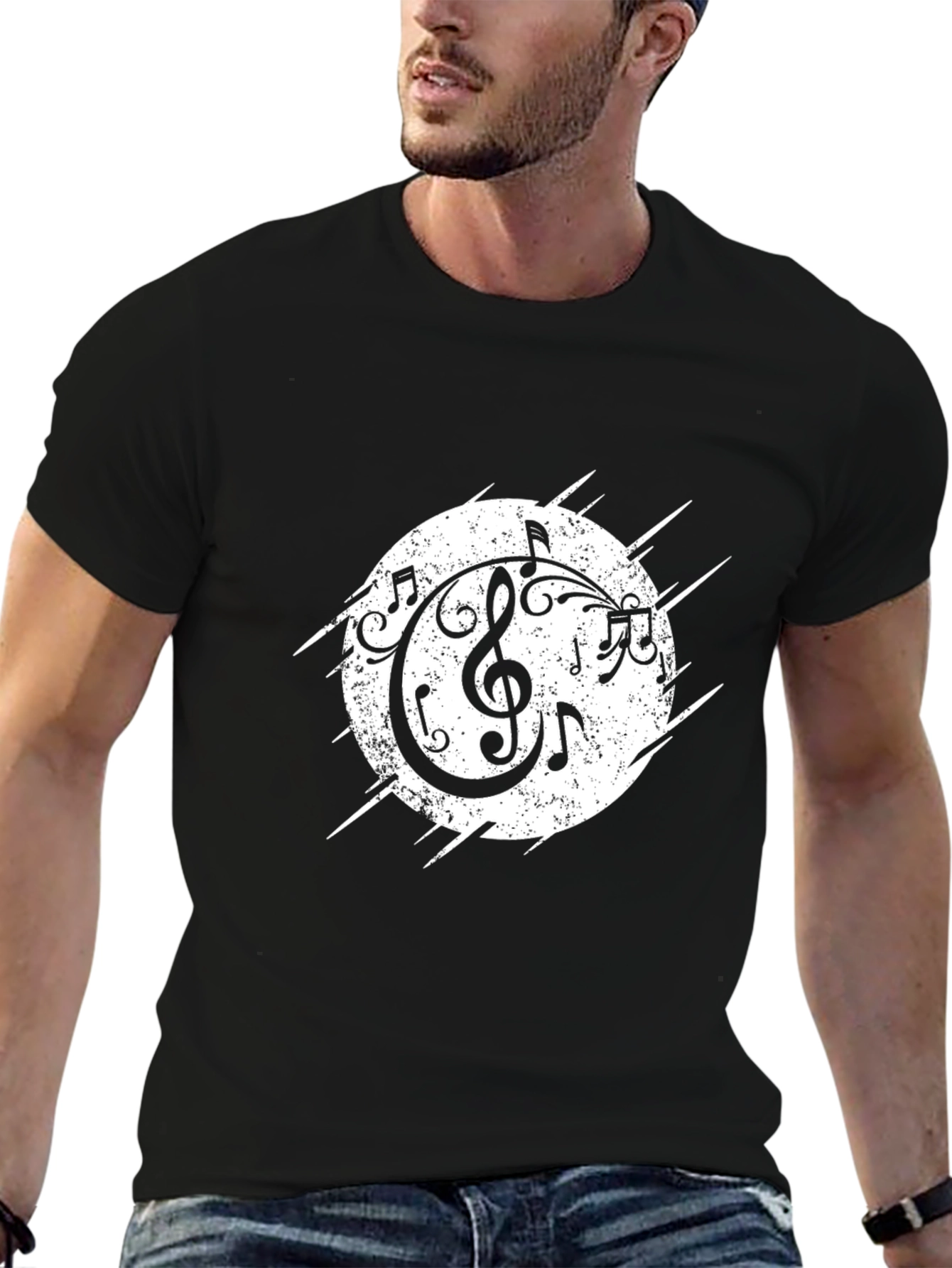 Musical Notes Graphic Black Tee