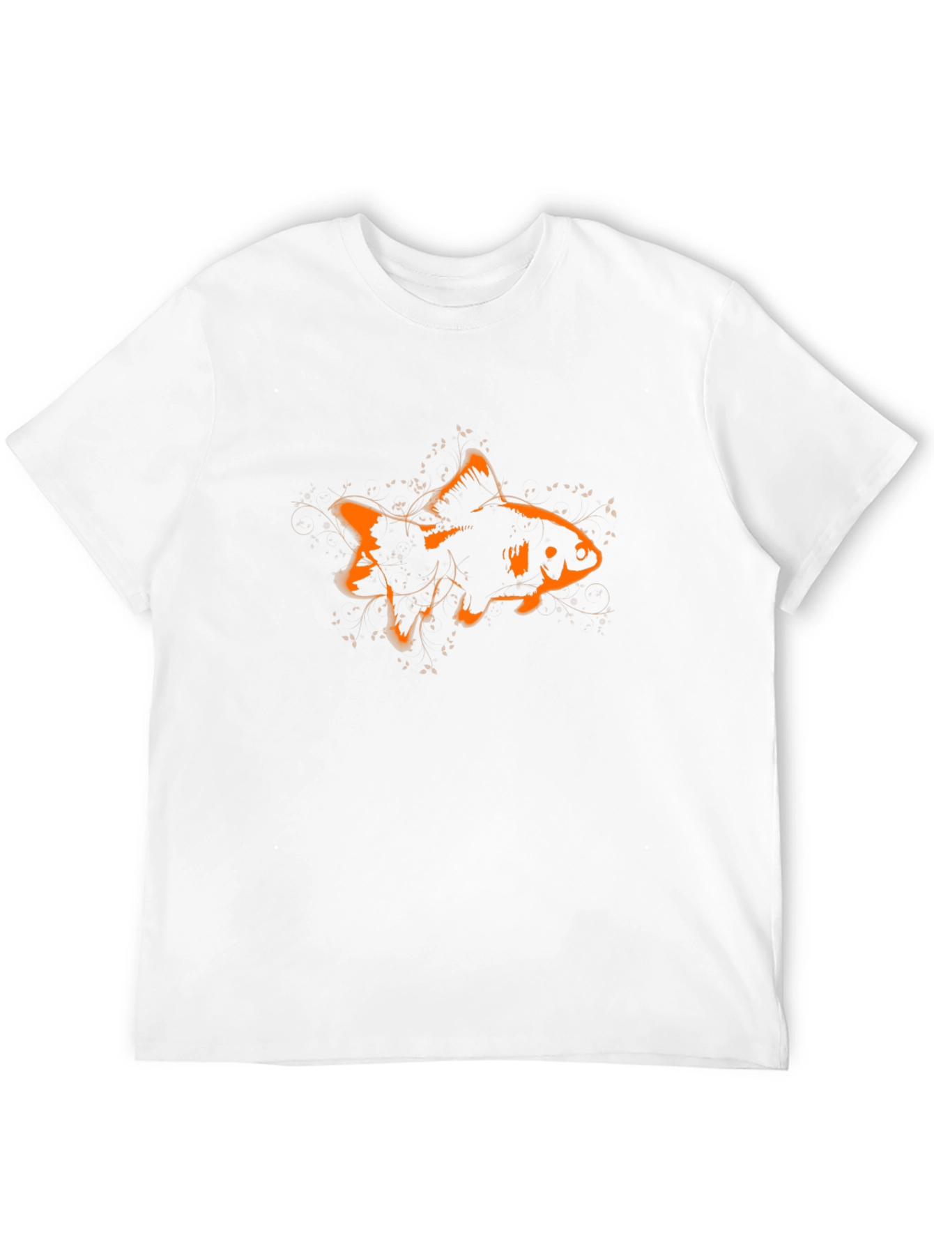 Stylish Black Tee with Orange Goldfish Graphic Print