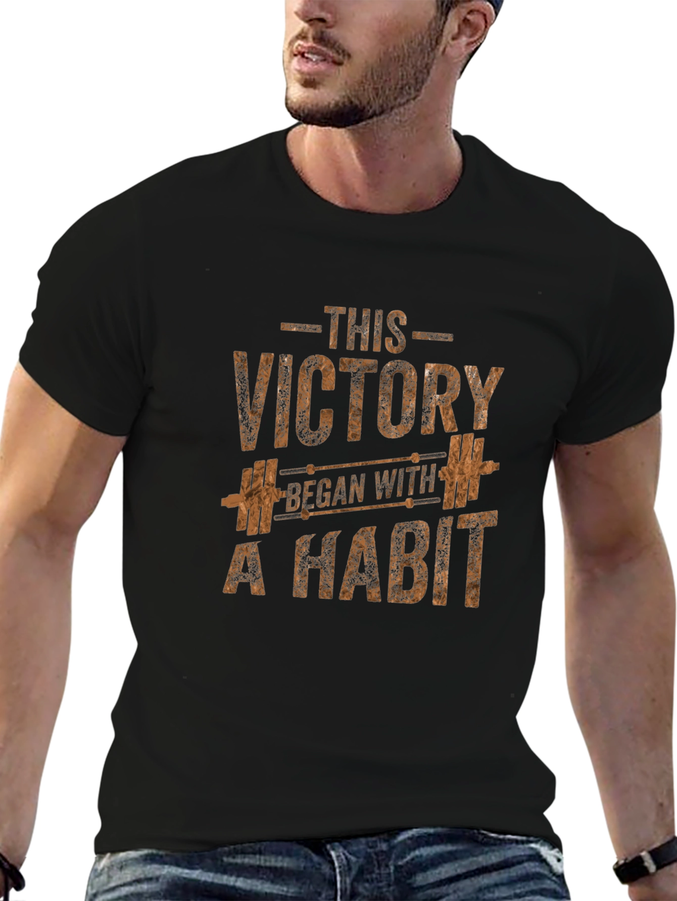 Motivational Gym T-Shirt: Victory Begins with Habit