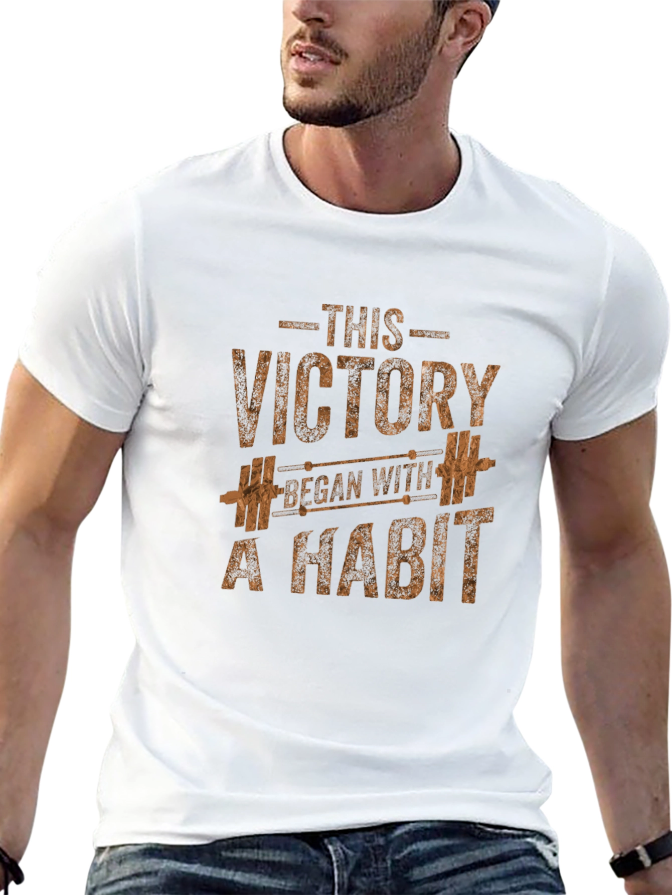 Motivational Gym T-Shirt: Victory Begins with Habit