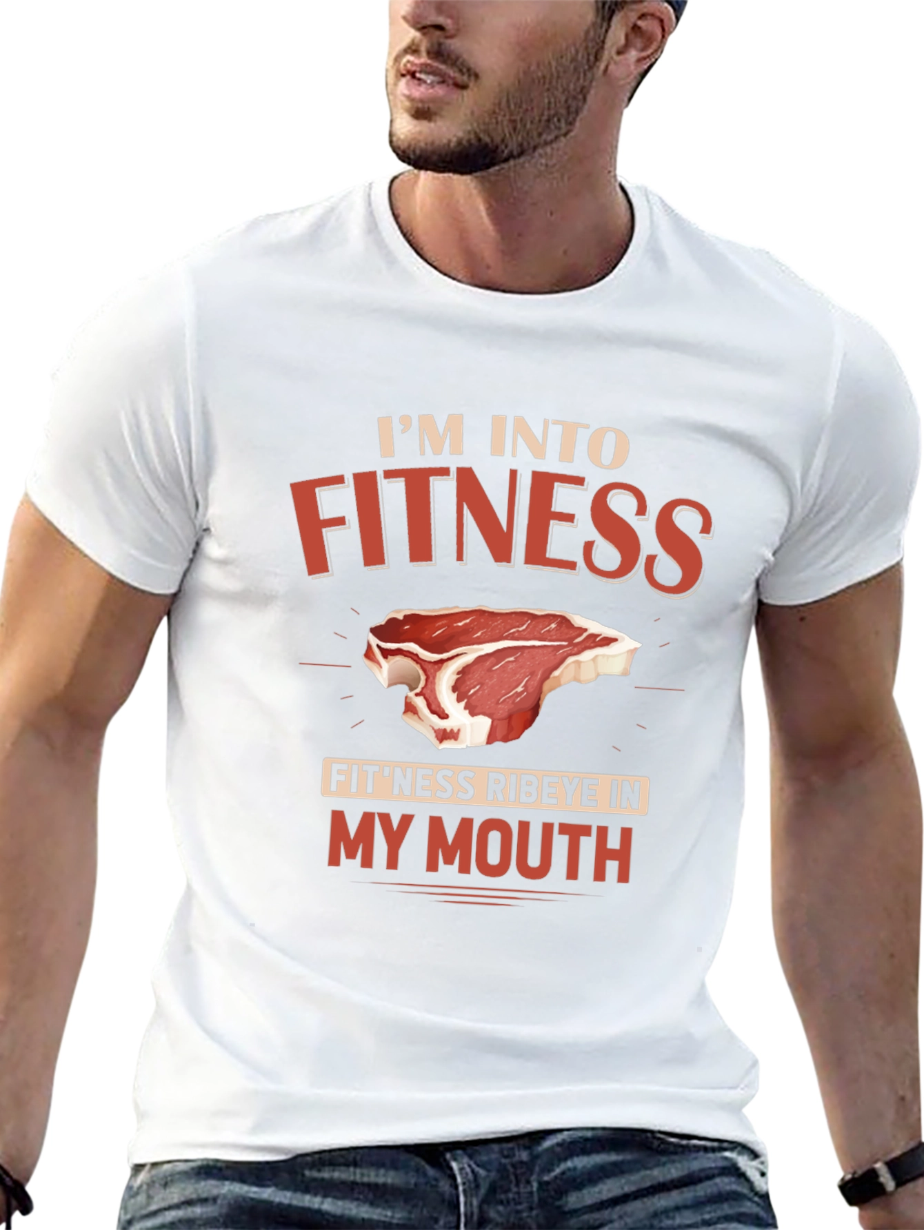 Funny Fitness Ribeye in My Mouth Graphic T-Shirt