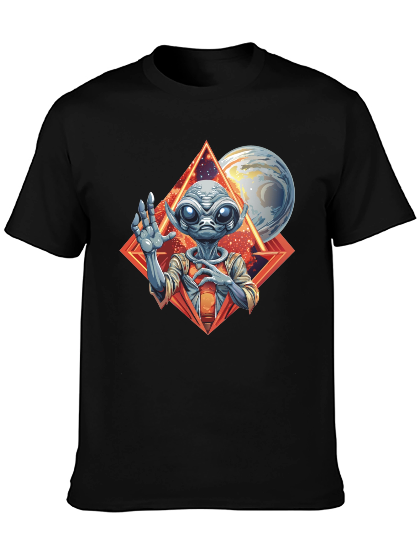 Alien Graphic Print Black T-Shirt