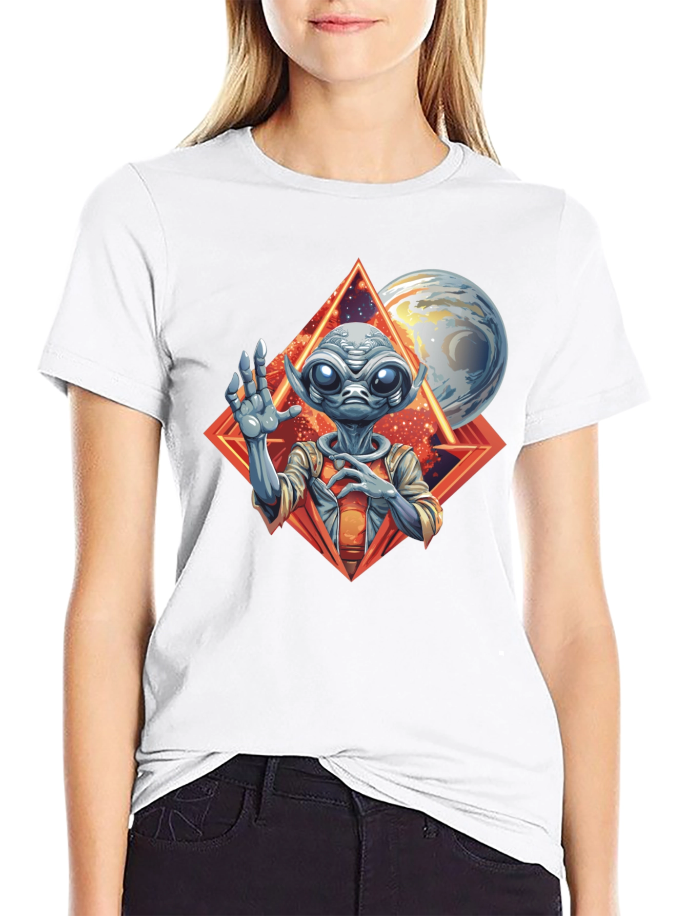 Alien Graphic Print Black T-Shirt