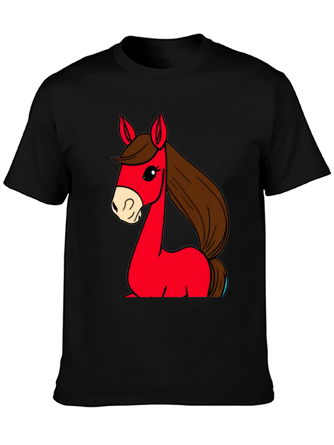 Cartoon Horse Graphic Tee - Unisex Black T-Shirt