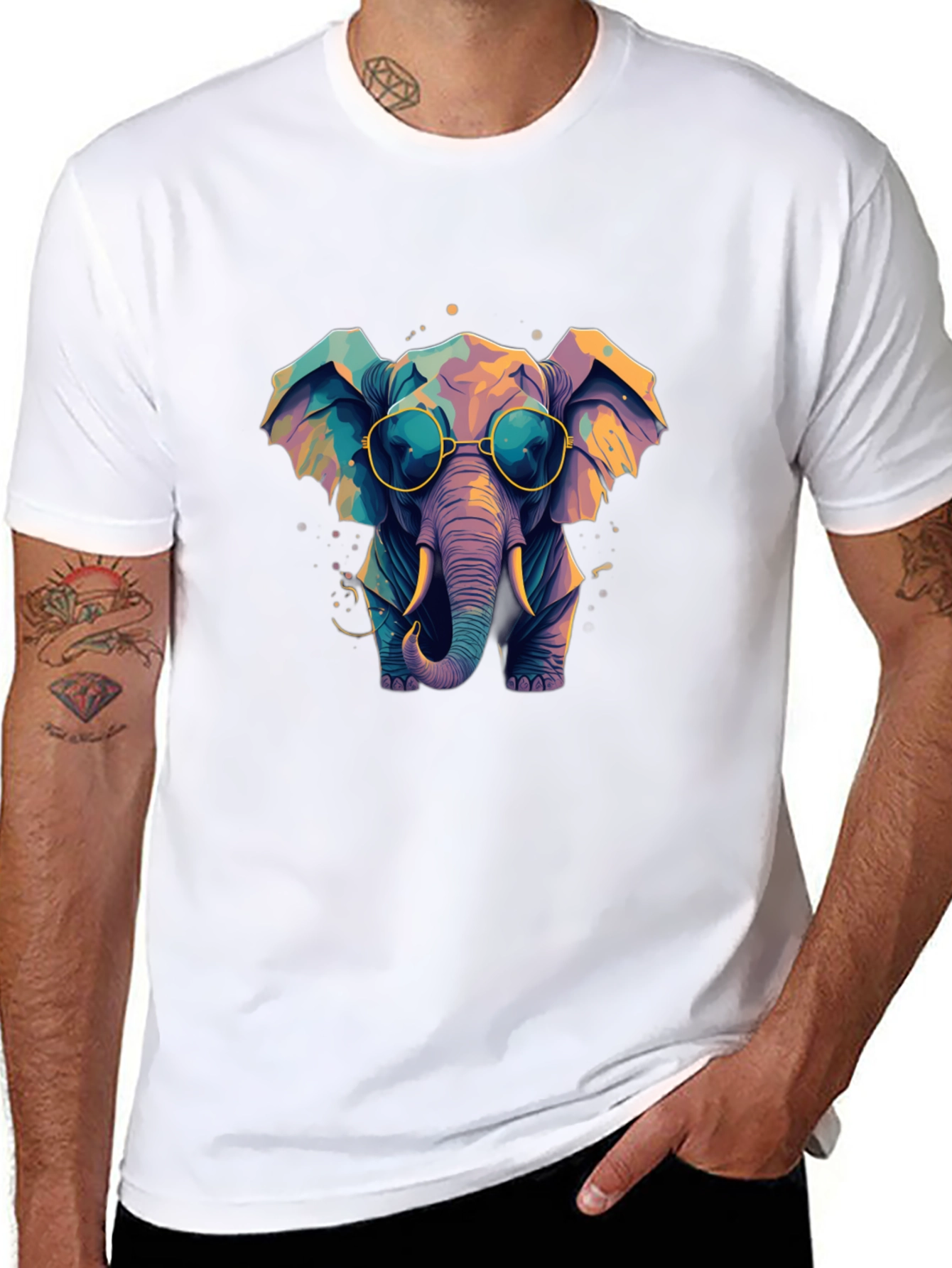Cool Elephant Graphic Tee - Black