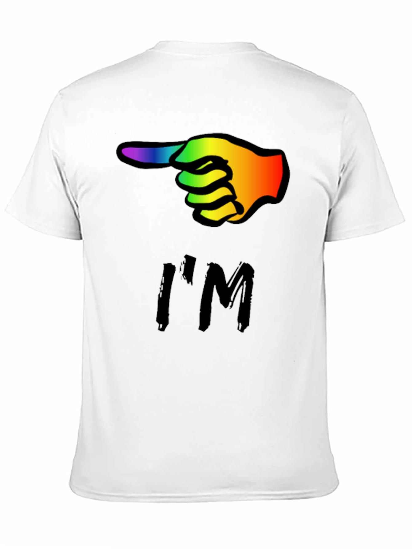 Rainbow Finger Pointing T-Shirt - Black Cotton Tee