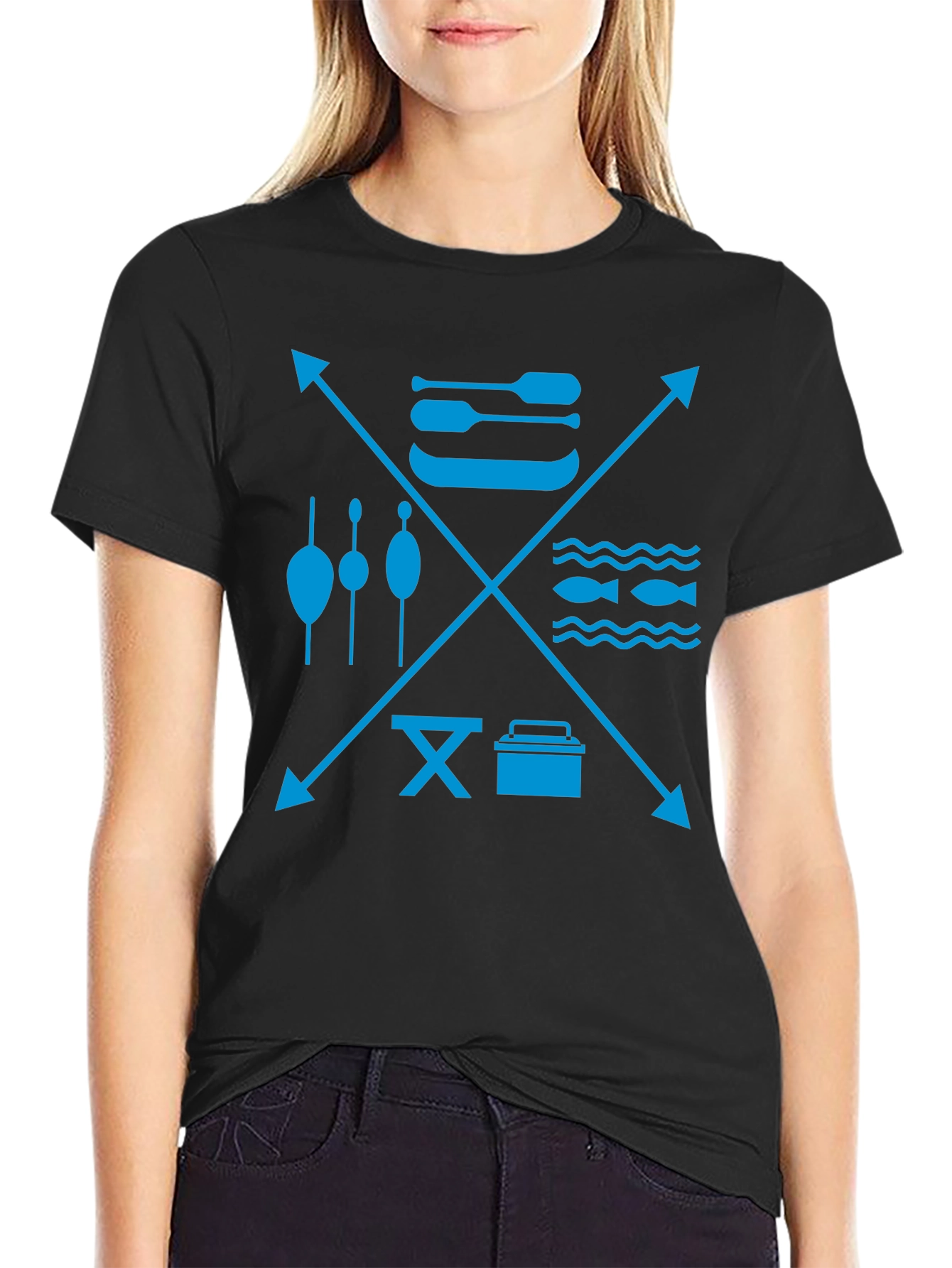 Fishing & Outdoor Adventure Graphic Tee - Black