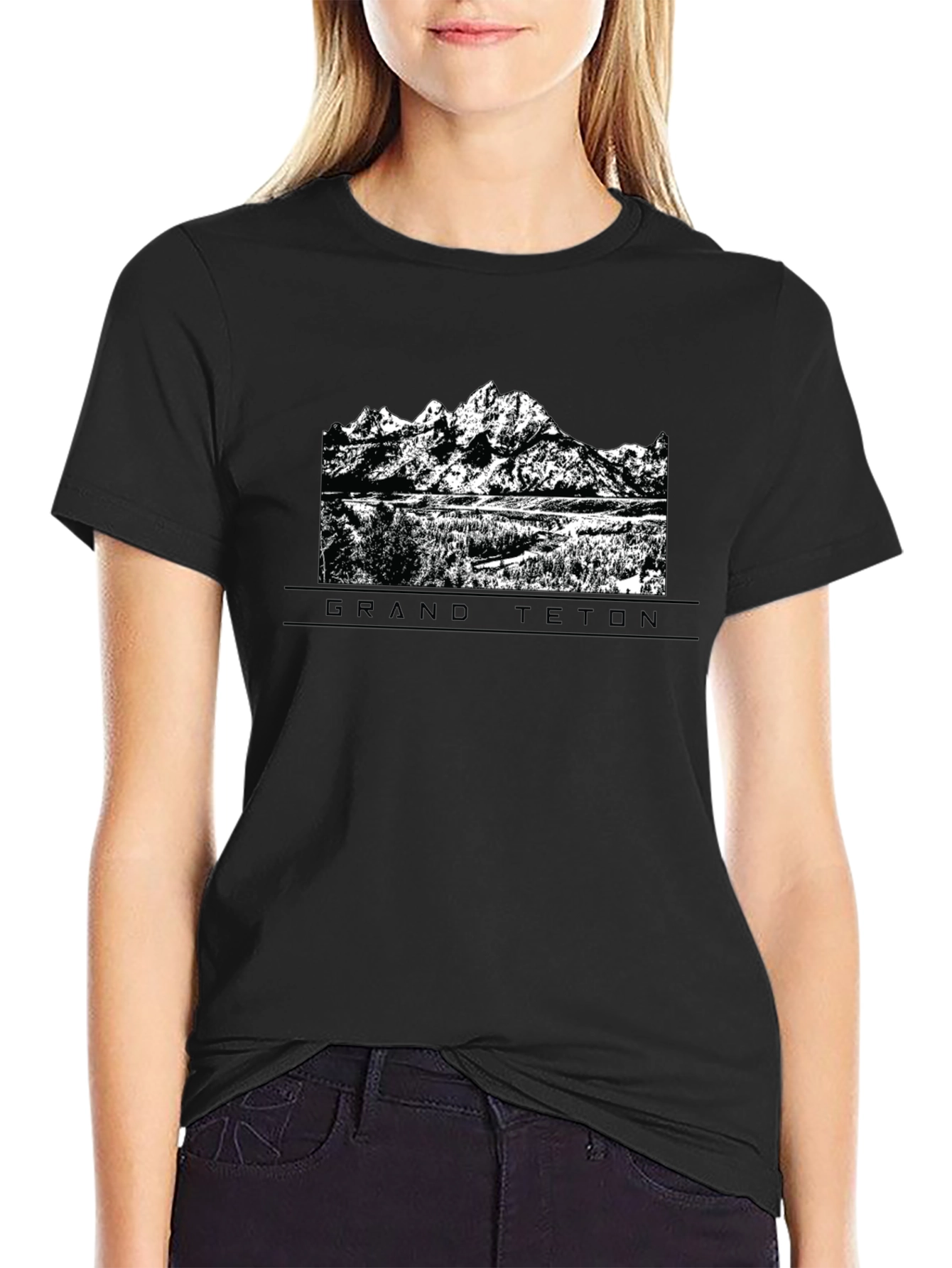 Grand Teton Graphic Tee - Black Cotton Comfort
