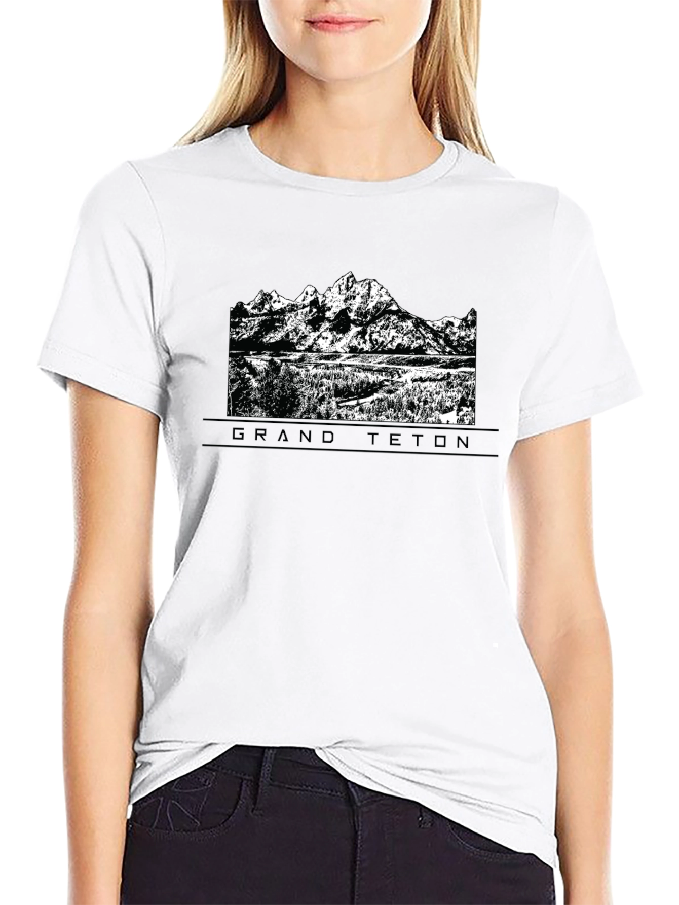 Grand Teton Graphic Tee - Black Cotton Comfort