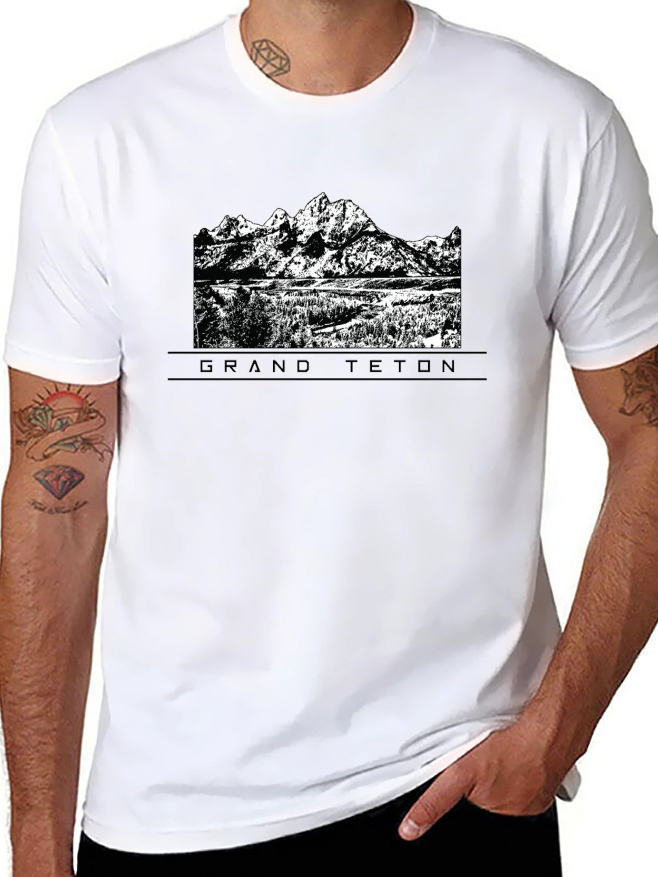 Grand Teton Graphic Tee - Black Cotton Comfort