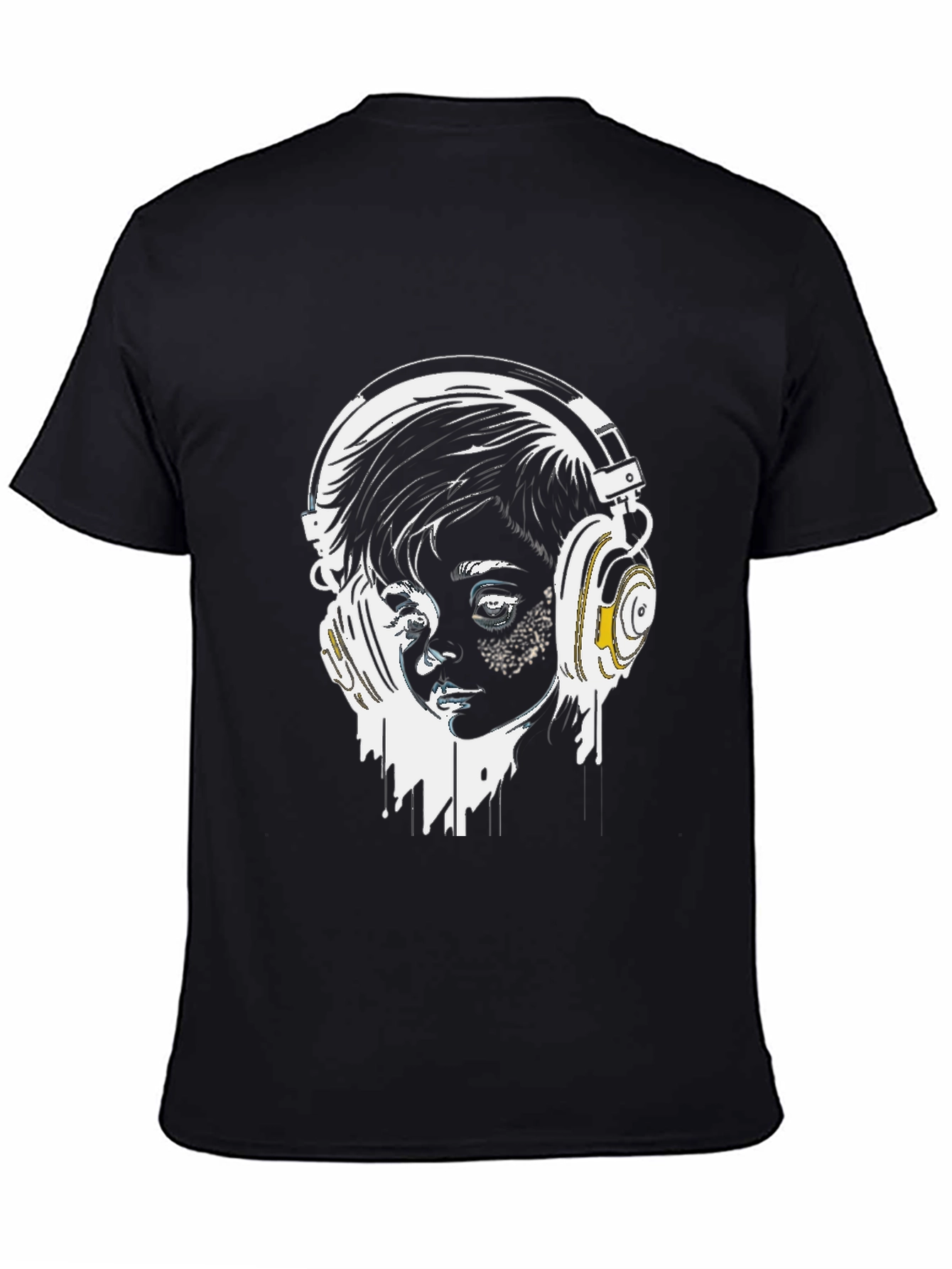 Headphones Graphic Tee - Stylish Black T-Shirt