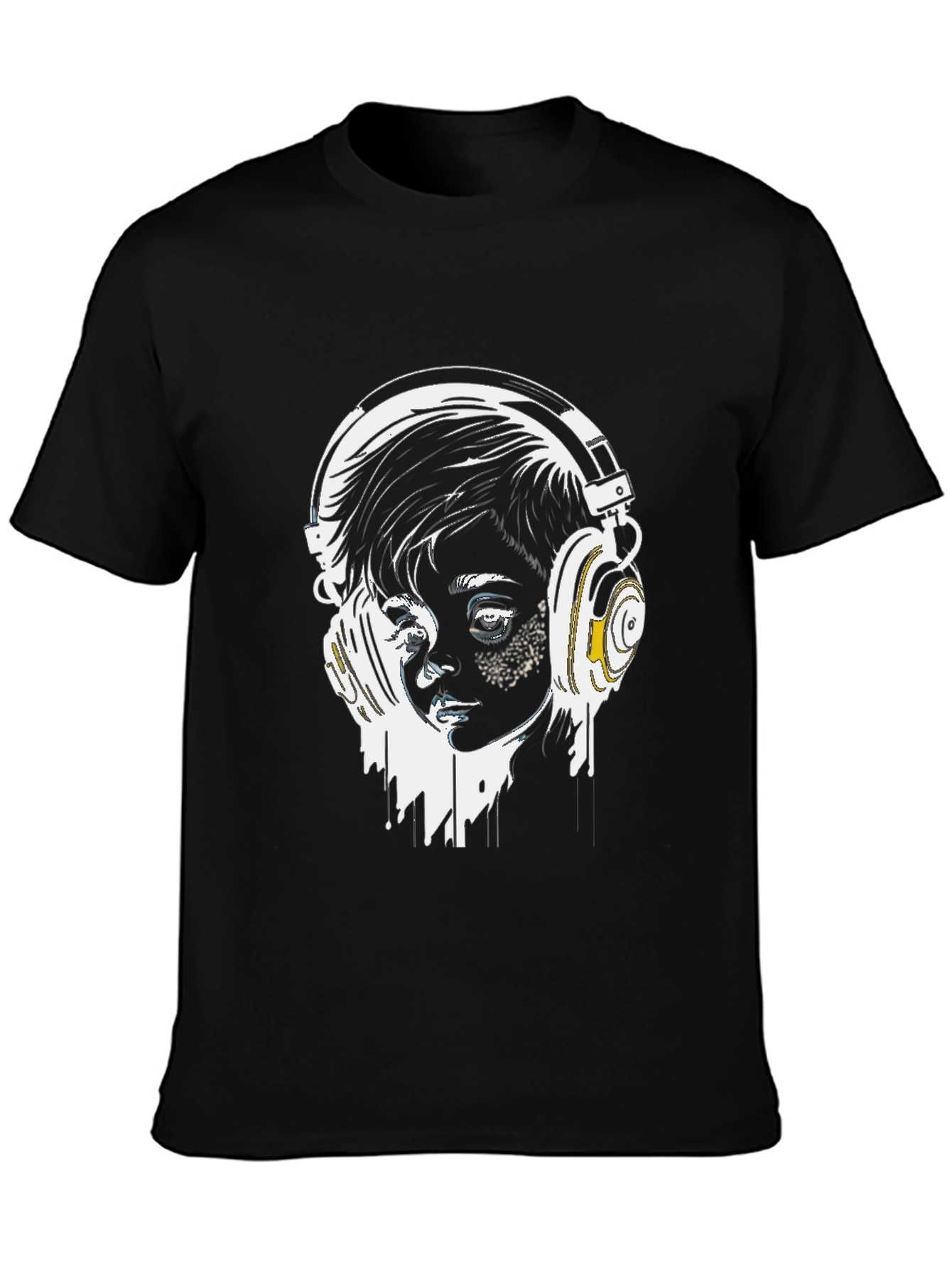 Headphones Graphic Tee - Stylish Black T-Shirt