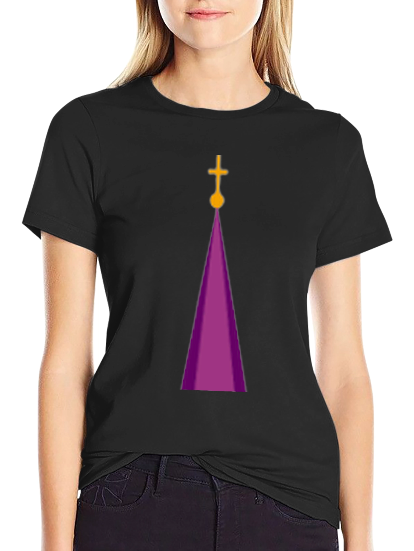 Purple Cathedral Graphic Black T-Shirt