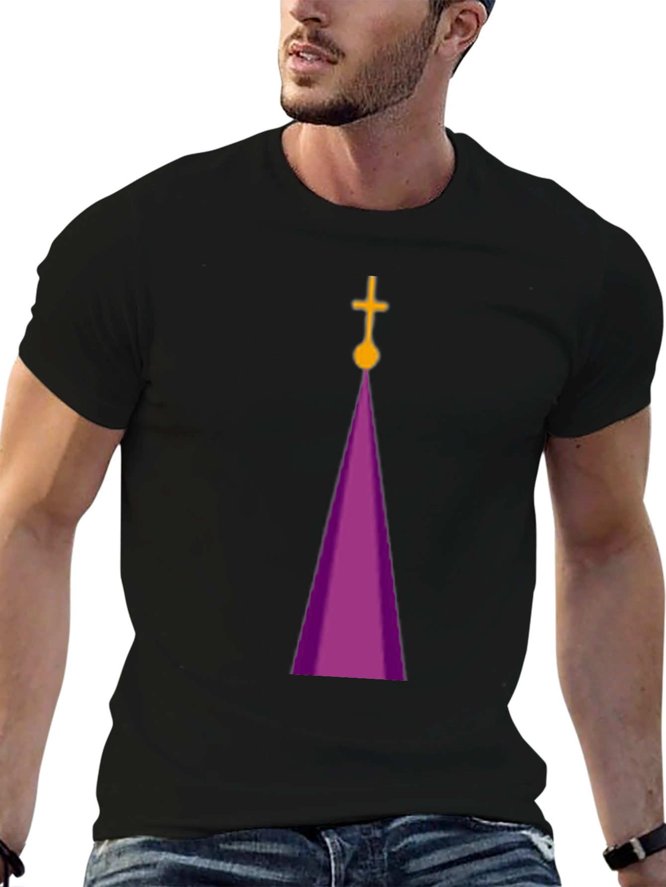 Purple Cathedral Graphic Black T-Shirt