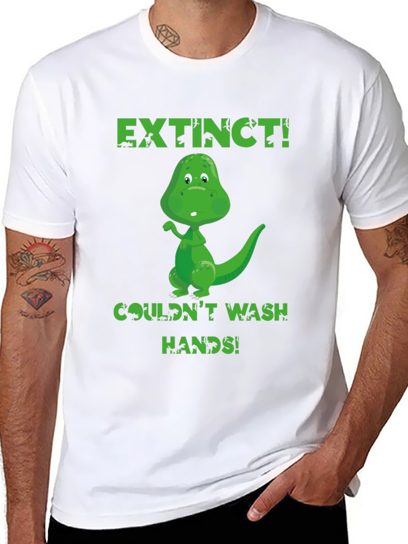 Extinct Dinosaur Wash Hands Graphic T-Shirt