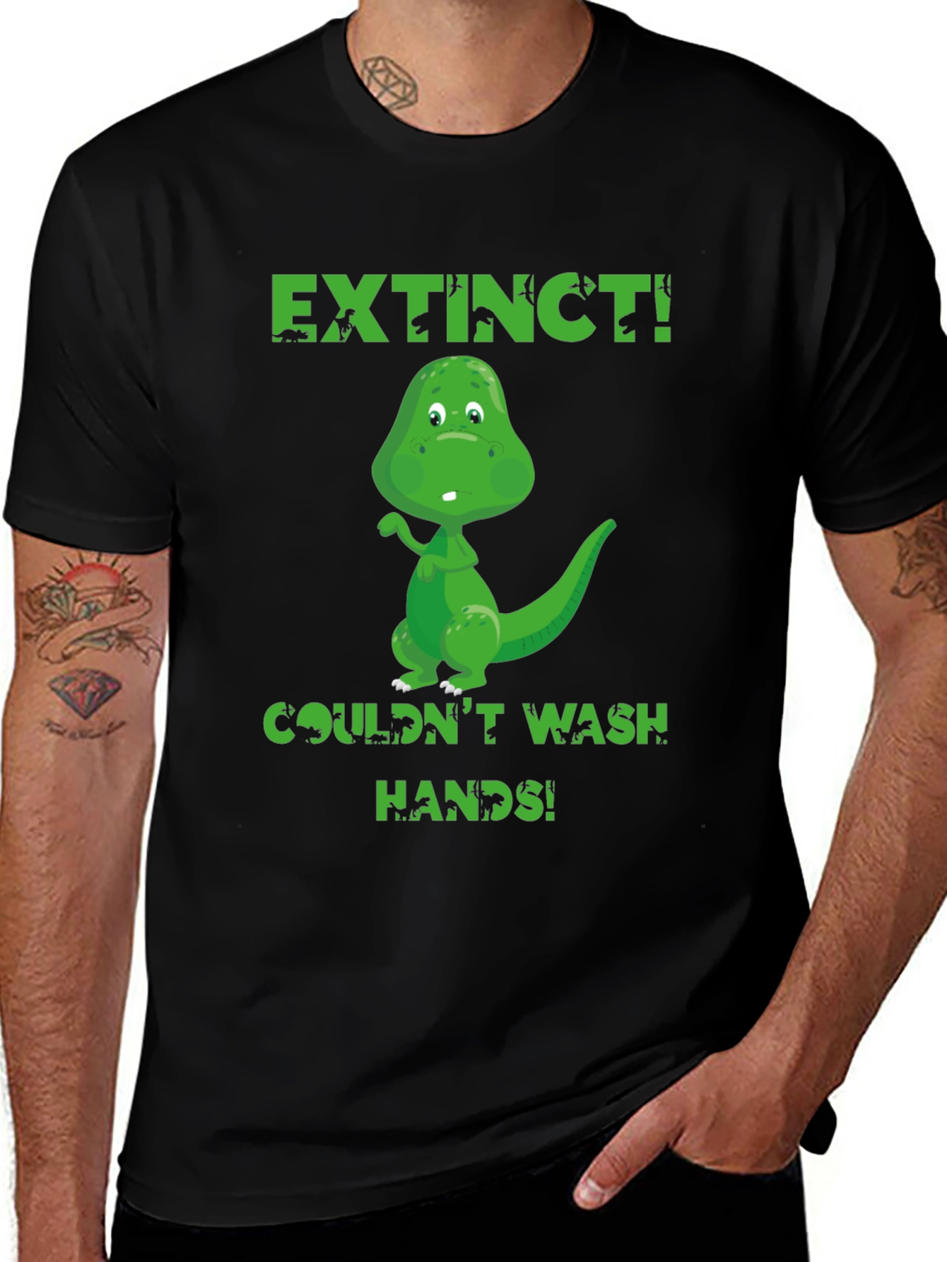 Extinct Dinosaur Wash Hands Graphic T-Shirt