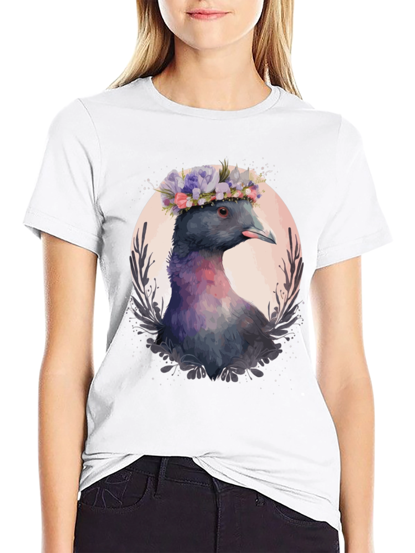 Pigeon in Bloom T-Shirt - Unique Bird Graphic Tee