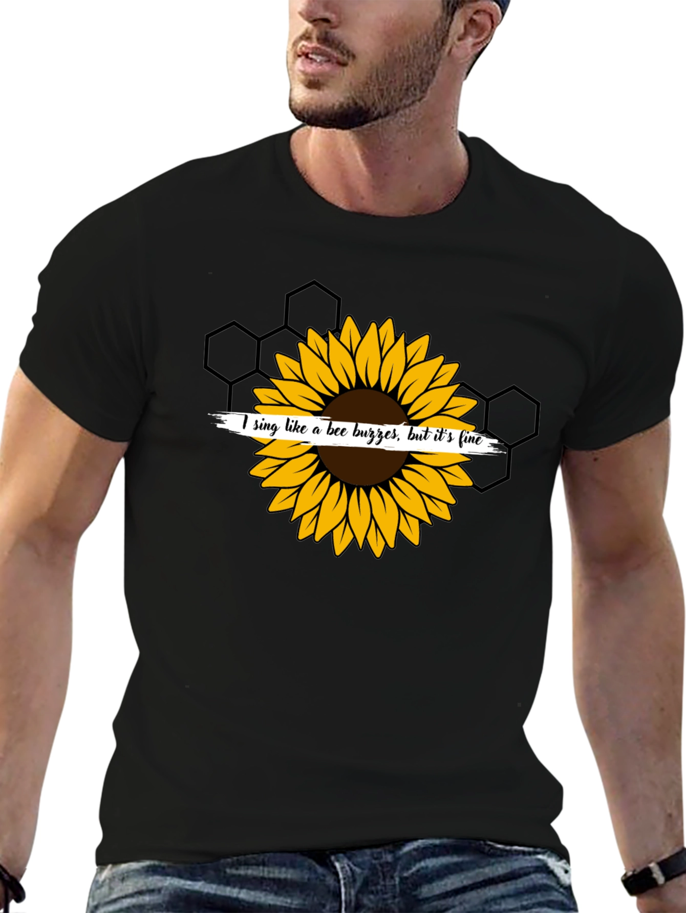 Sunflower Bee Buzz Funny Graphic T-Shirt