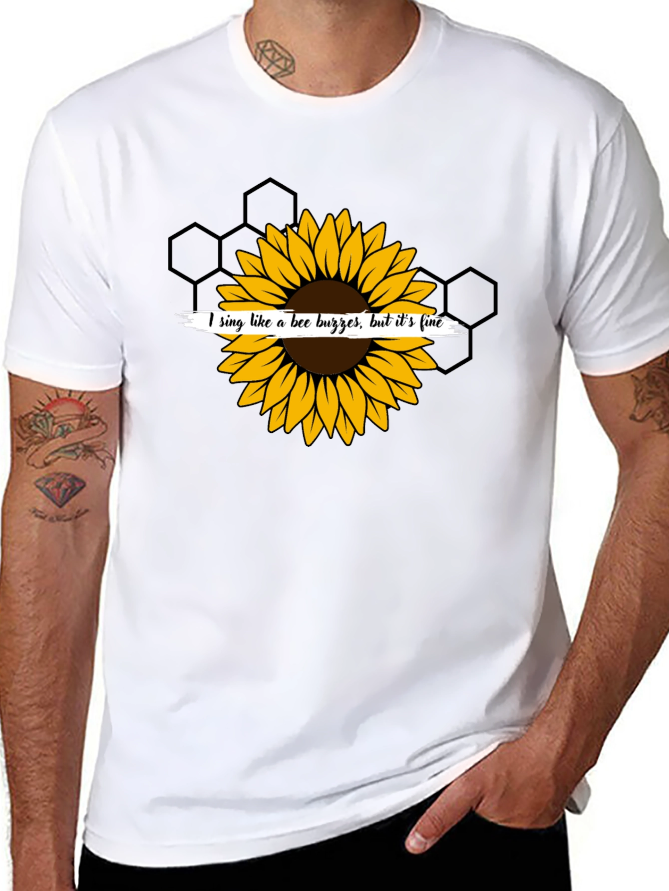 Sunflower Bee Buzz Funny Graphic T-Shirt