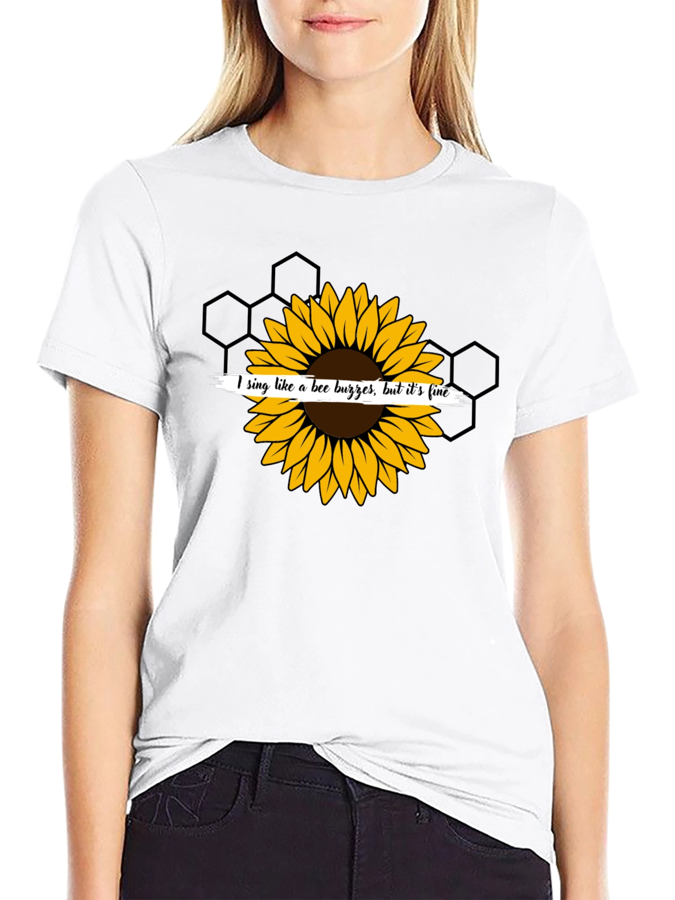 Sunflower Bee Buzz Funny Graphic T-Shirt