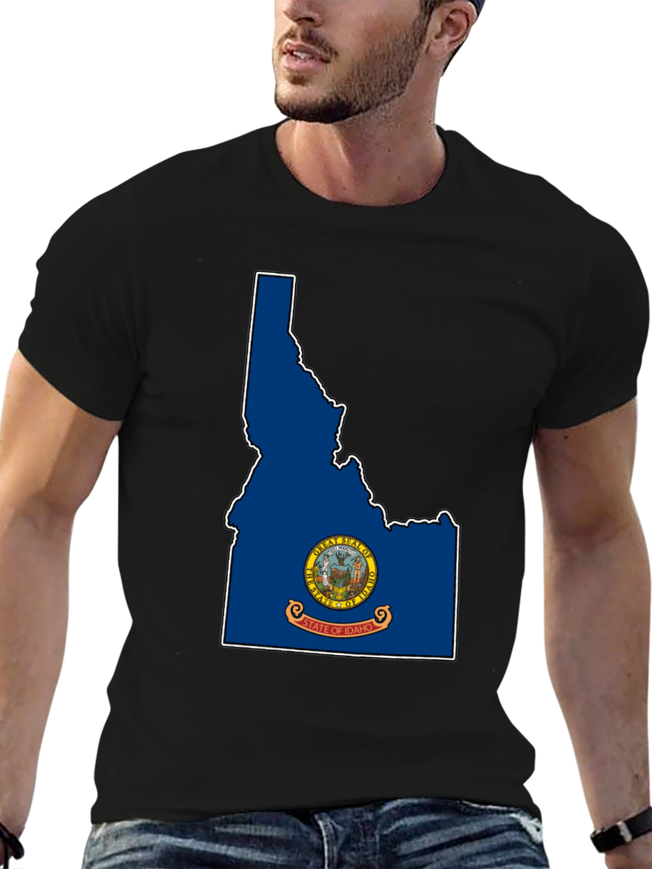 Idaho State Flag T-Shirt - Black Tee