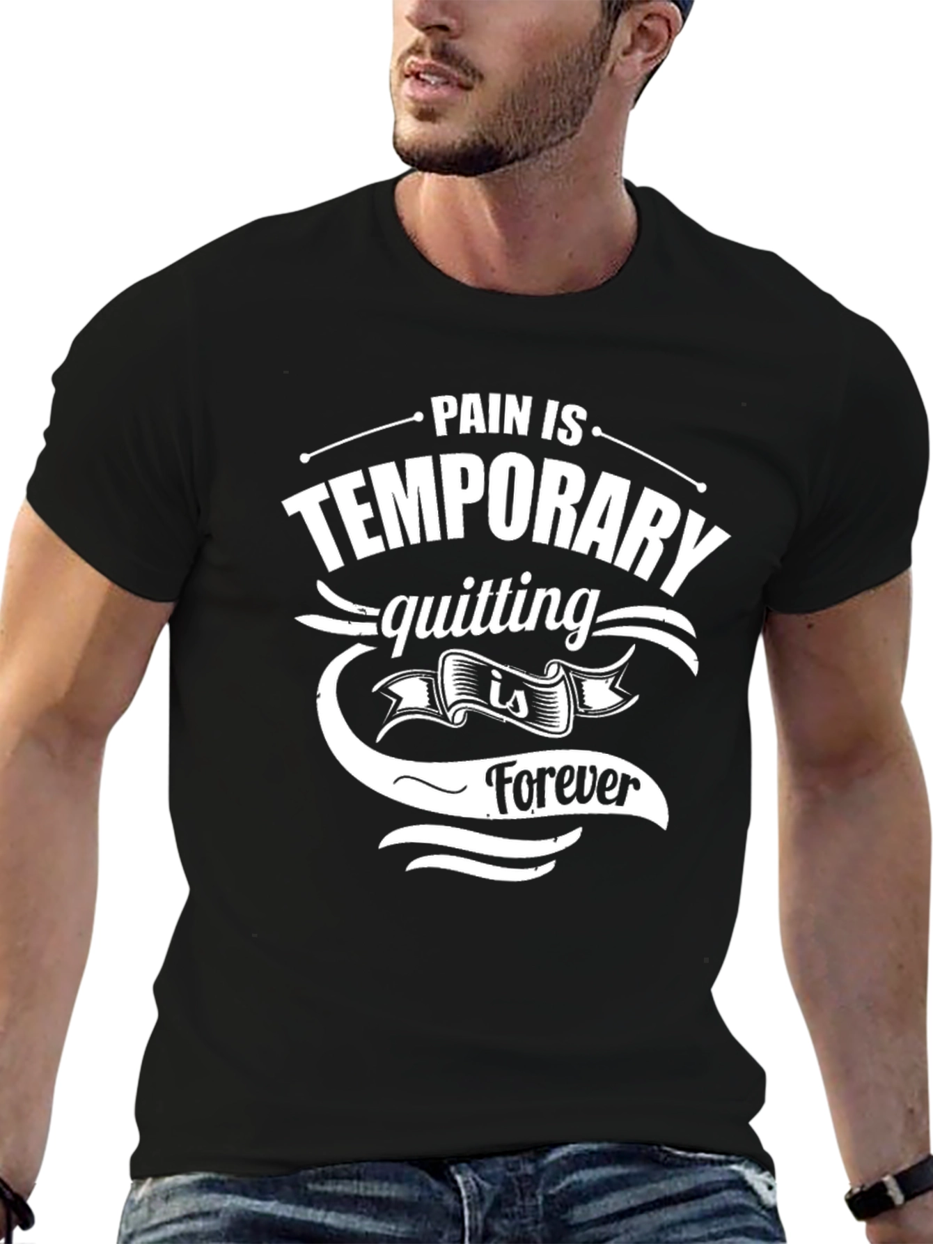 Motivational Black T-Shirt: Pain is Temporary